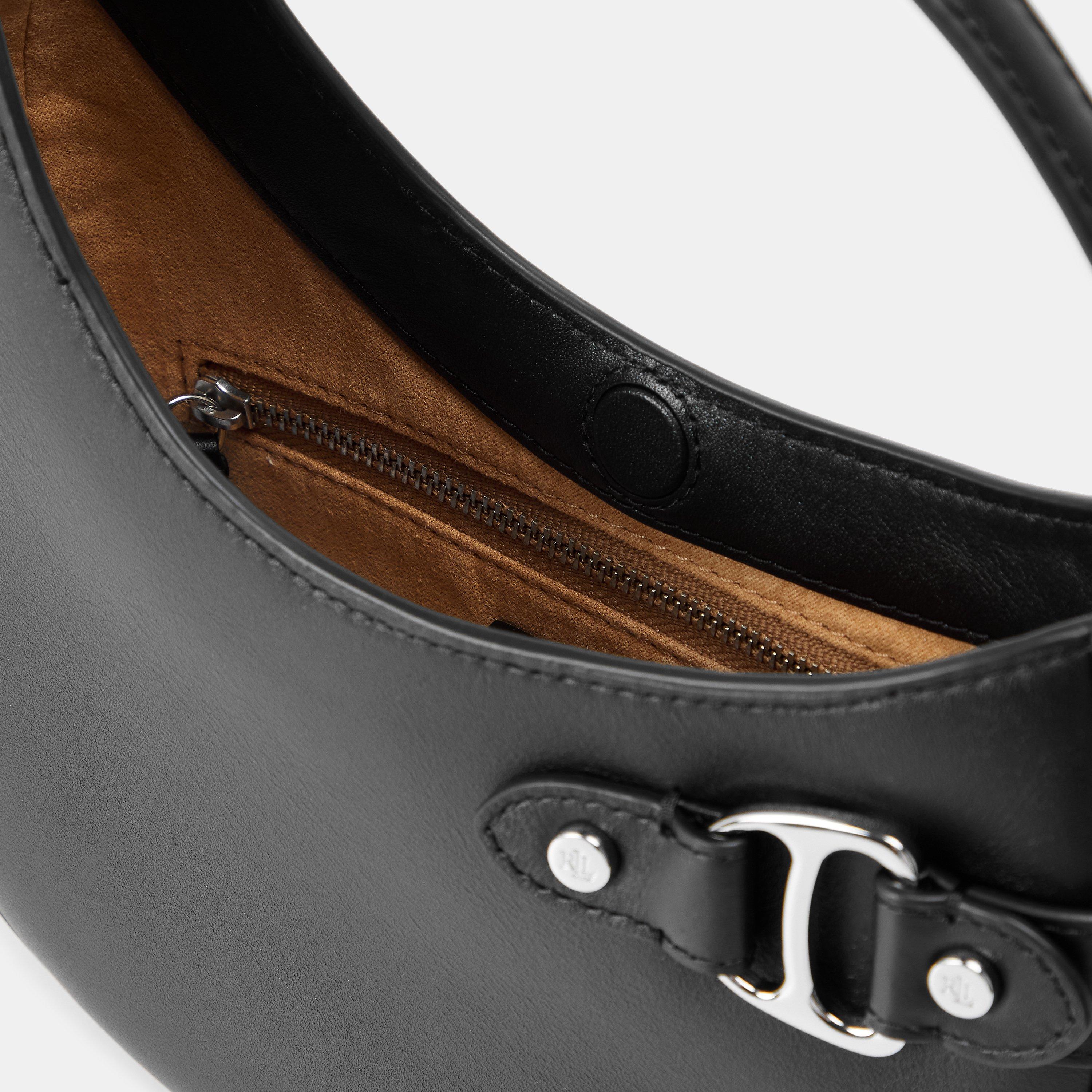 BLACK - Lauren by Ralph Lauren - Women's Real Leather Tasha Small Shoulder Bags - 4