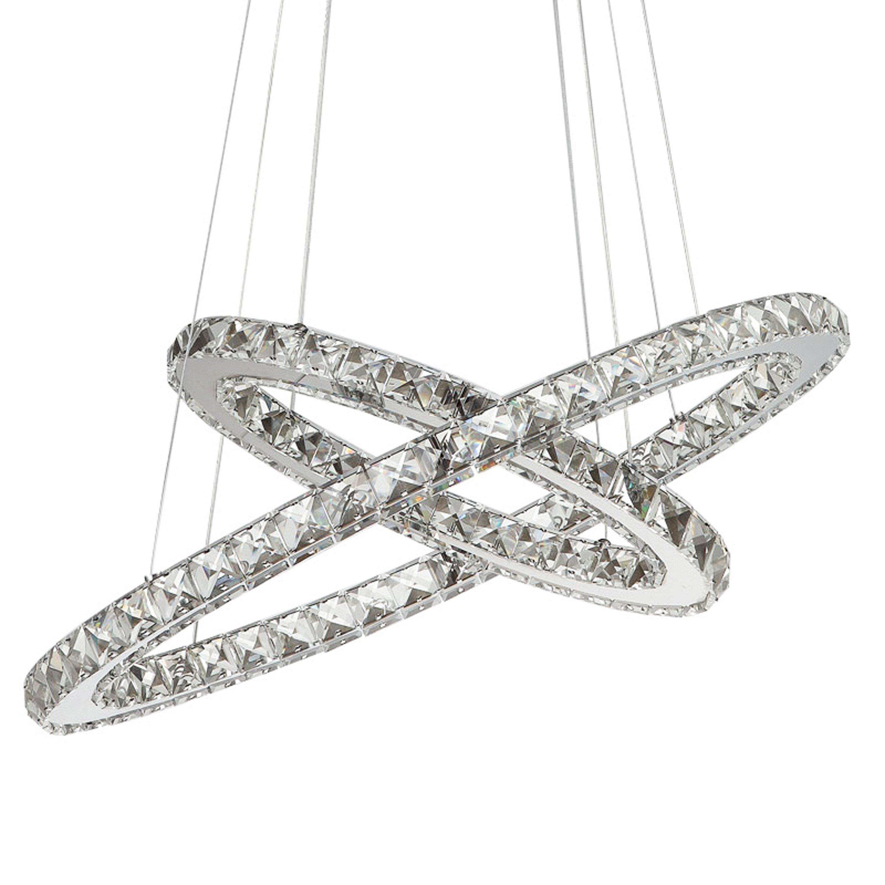 White - Kabinet UK - Modern 2-Tier Adjustable Crystal LED Pendant Light - 3