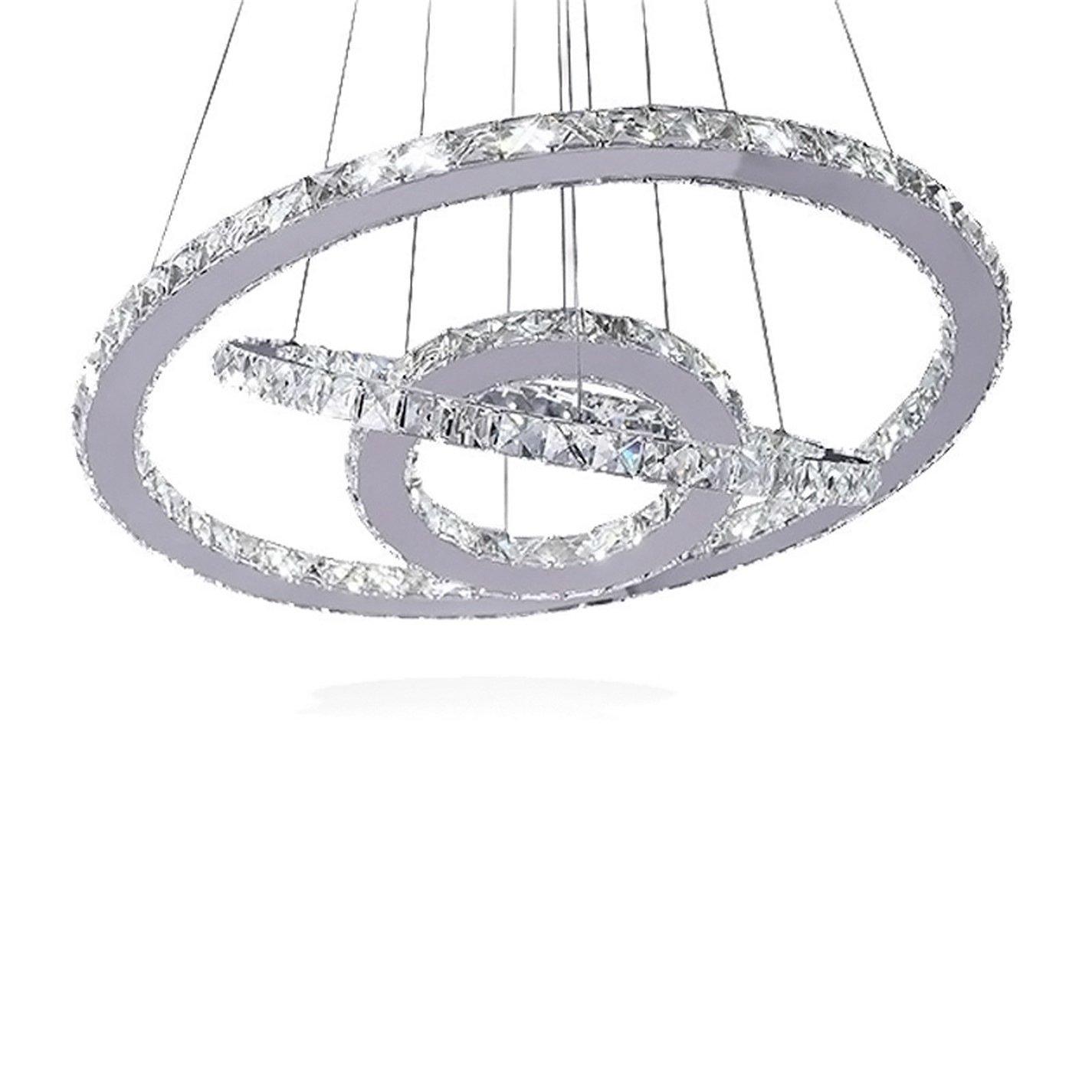White - Kabinet UK - Modern 3-Tier Adjustable Crystal LED Pendant Light - 3