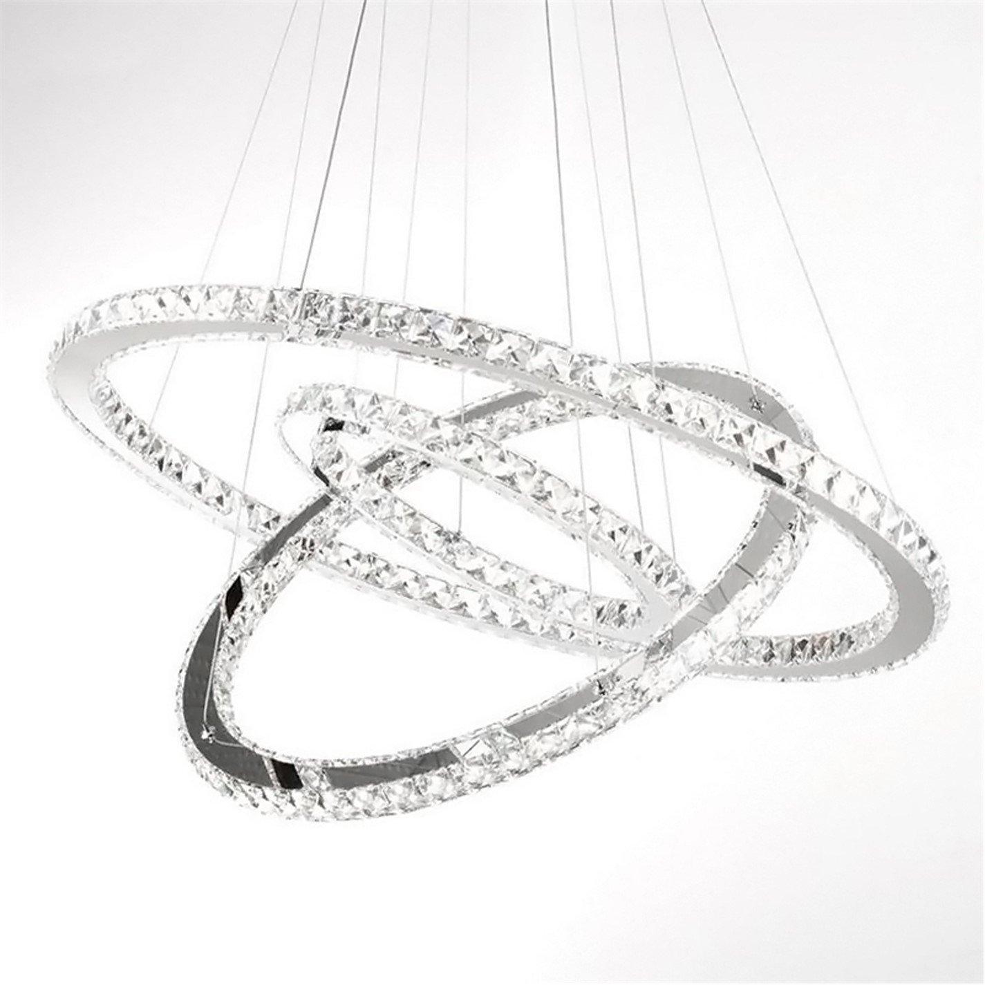 White - Kabinet UK - Modern 3-Tier Adjustable Crystal LED Pendant Light - 5