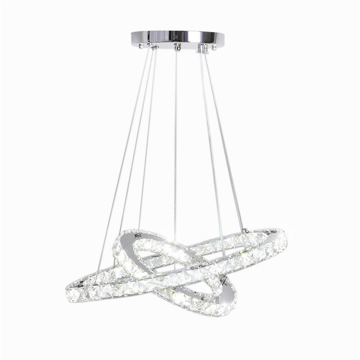 White - Kabinet UK - Modern 2-Tier Adjustable Crystal LED Pendant Light - 5