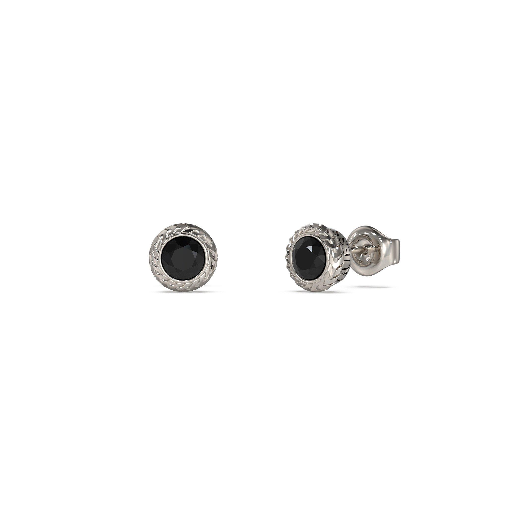 Guess Men's Crystal Stud Earrings - Silver Tone