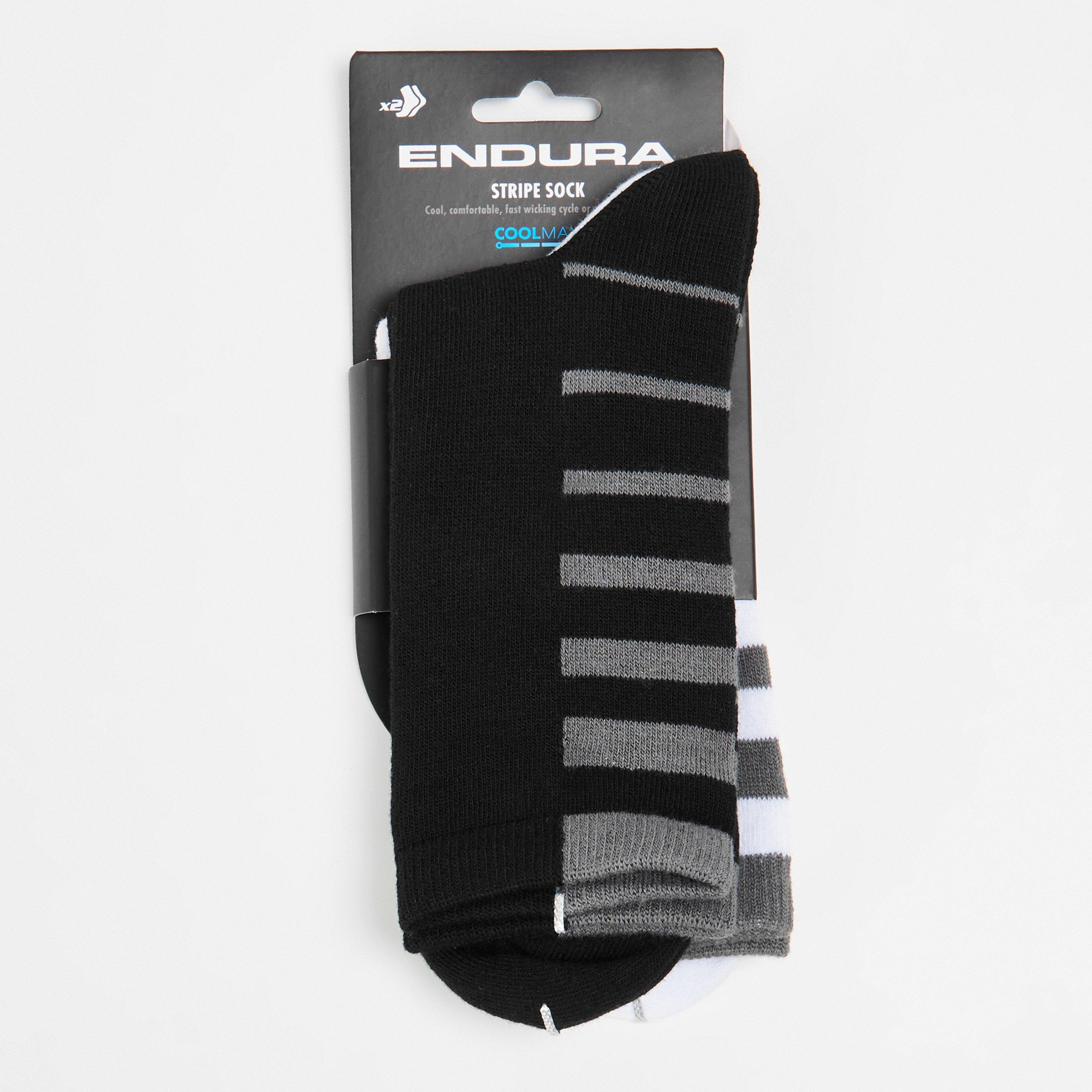 Endura  Coolmax® Stripe Socks Twin Pack - Black - L-XL
