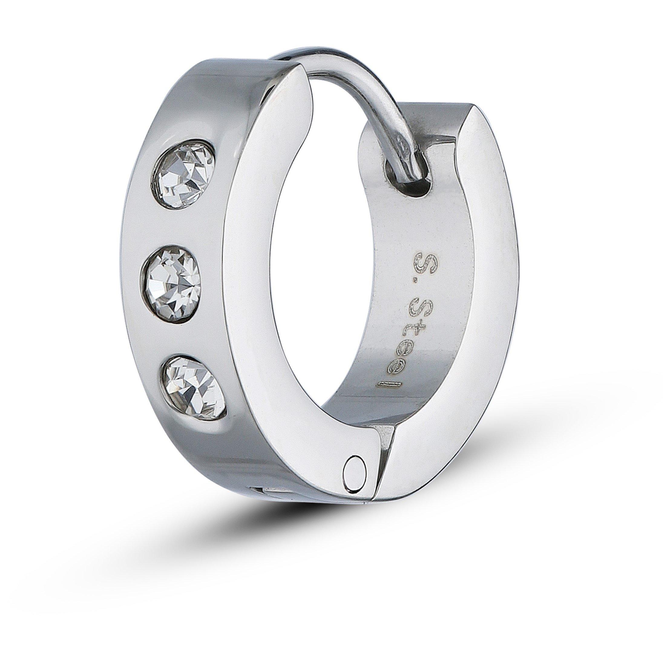 Silver - Be You - Mens Stainless Steel 3 Piece Huggie Earring Set - 3