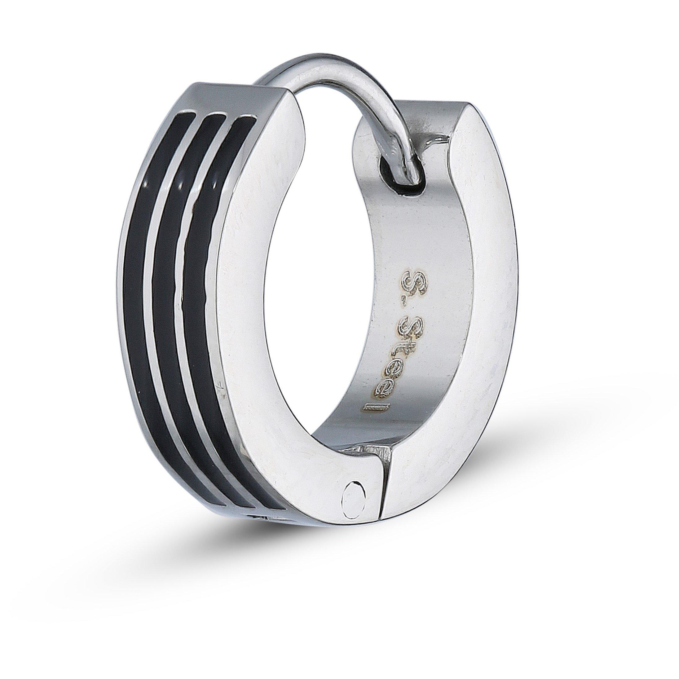 Silver - Be You - Mens Stainless Steel 3 Piece Huggie Earring Set - 4