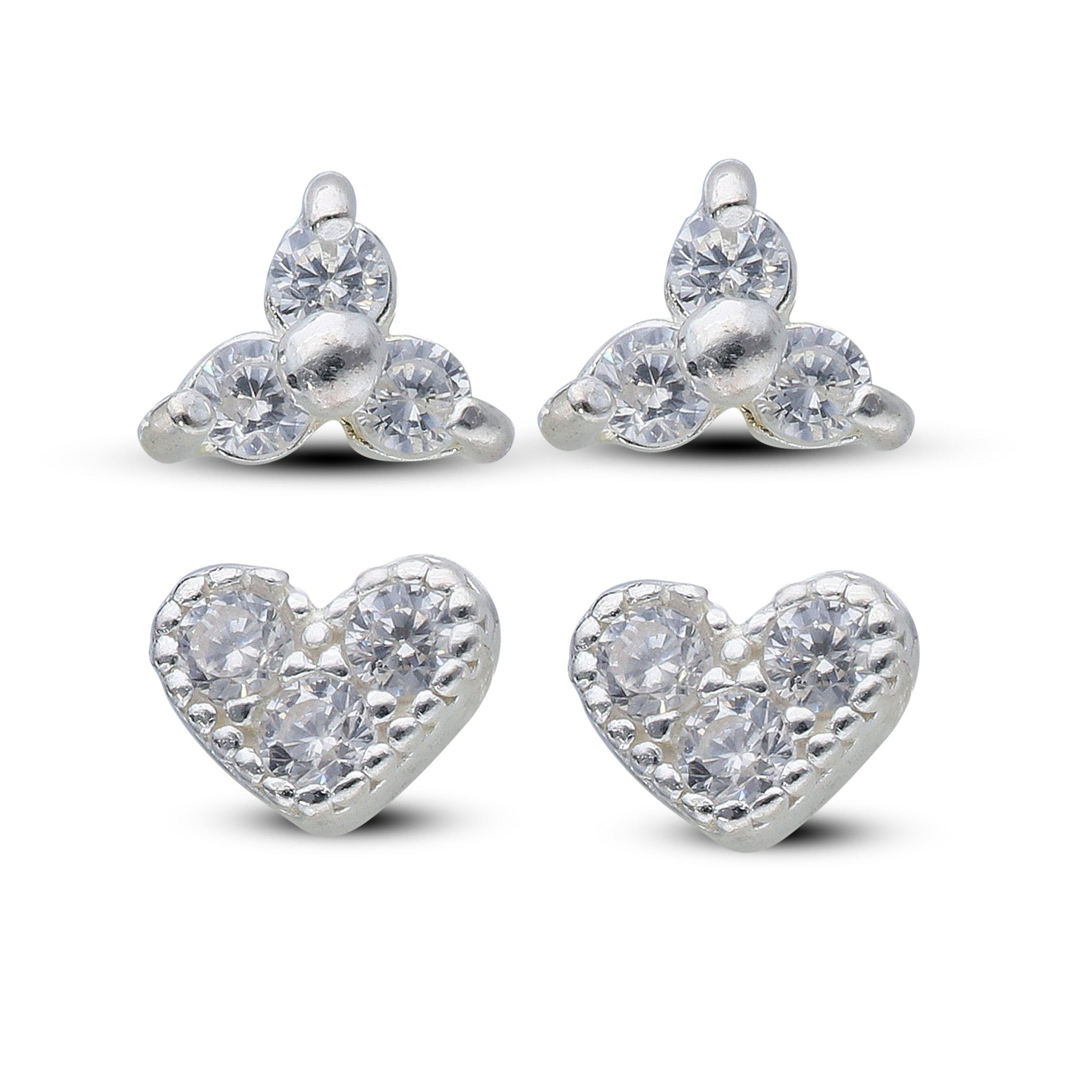 Silver - Be You - Sterling Silver Cubic Zirconia 2 Piece Earring Set - 1