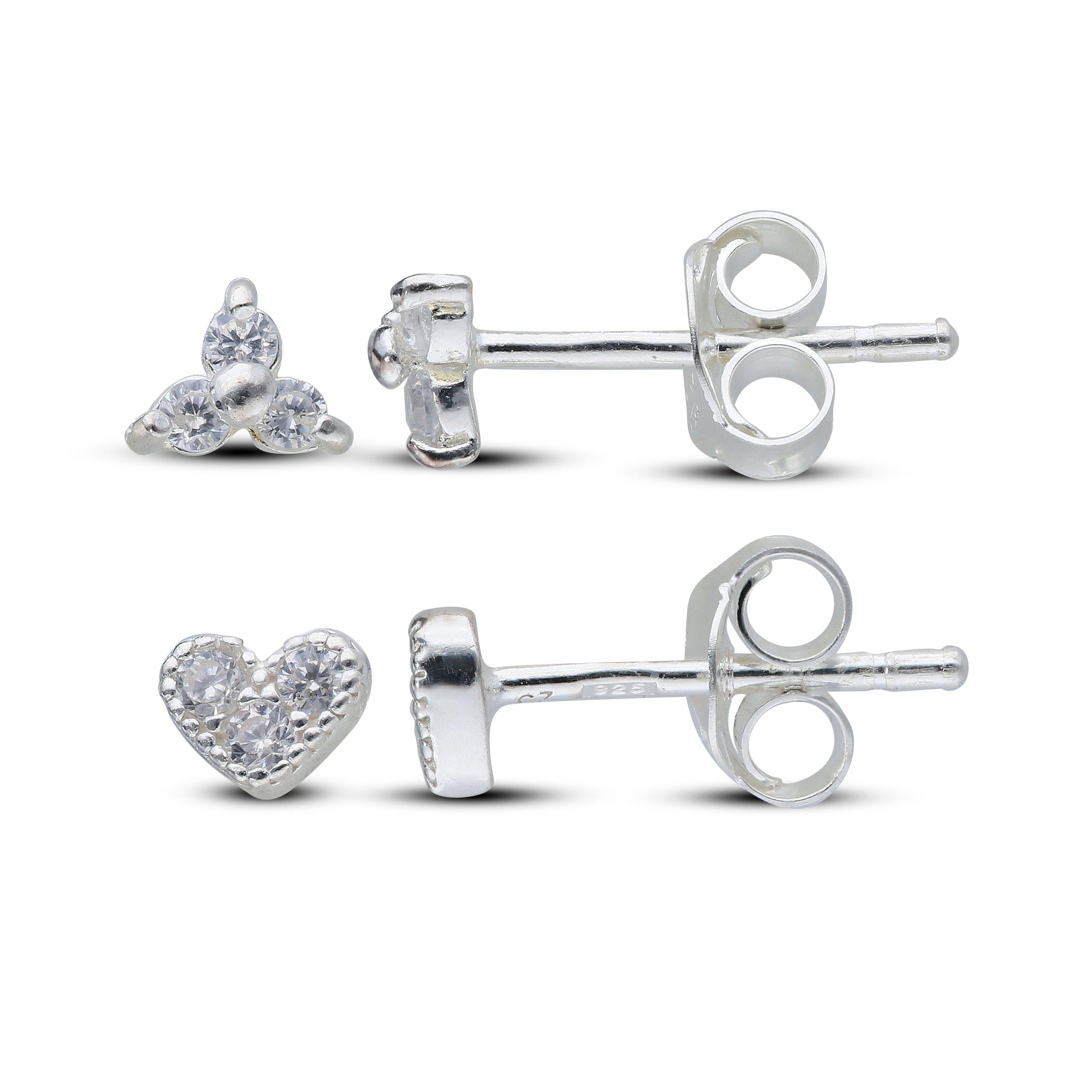 Silver - Be You - Sterling Silver Cubic Zirconia 2 Piece Earring Set - 2
