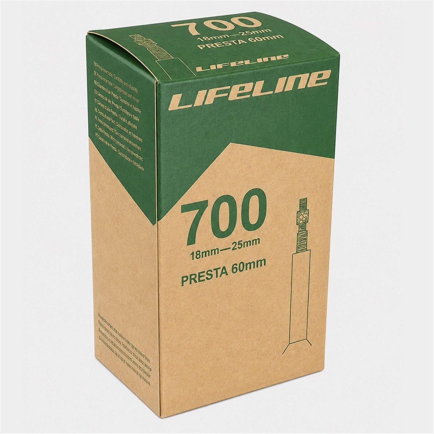 Lifeline  700C 18-25Mm Road Inner Tube - Black60mm - 60mm Valve