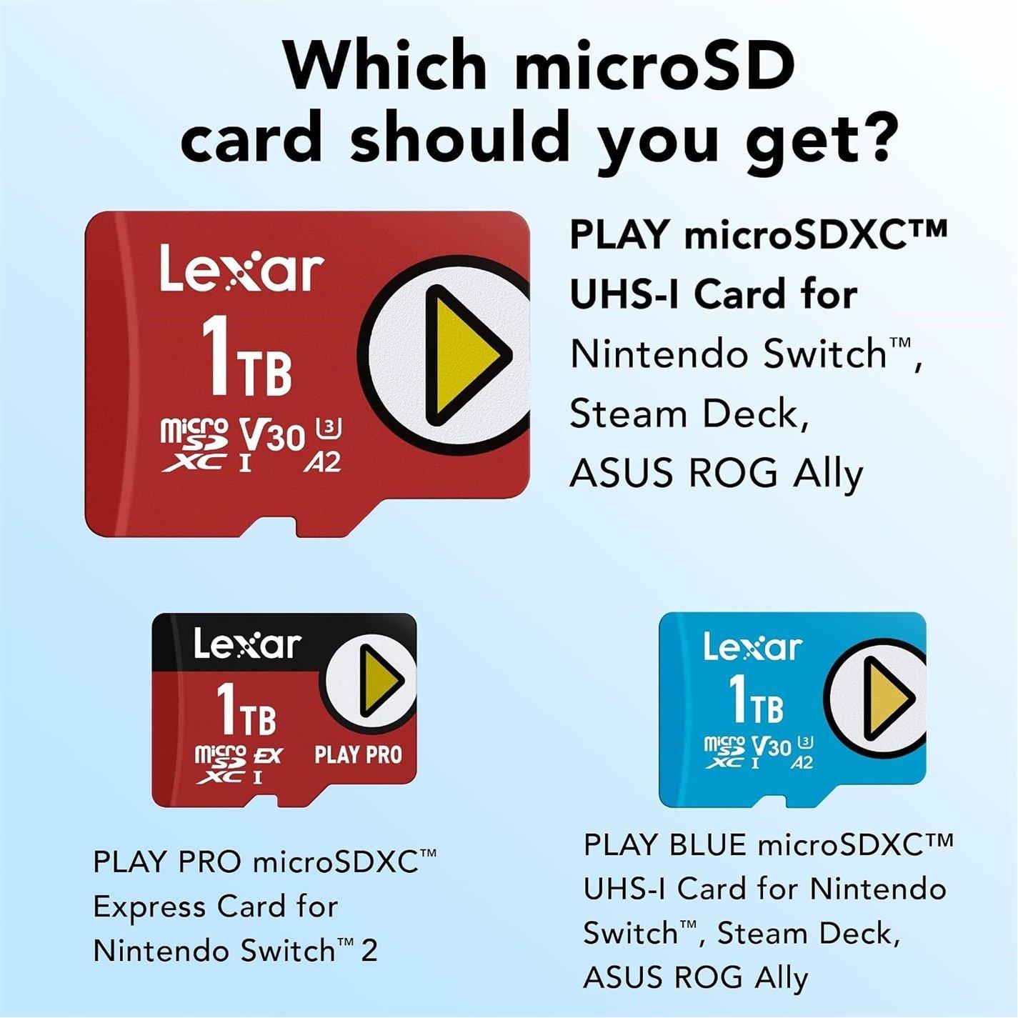 Red - Lexar - Lexar 1TB Play Micro SDXC - UHS-1 Card - 2
