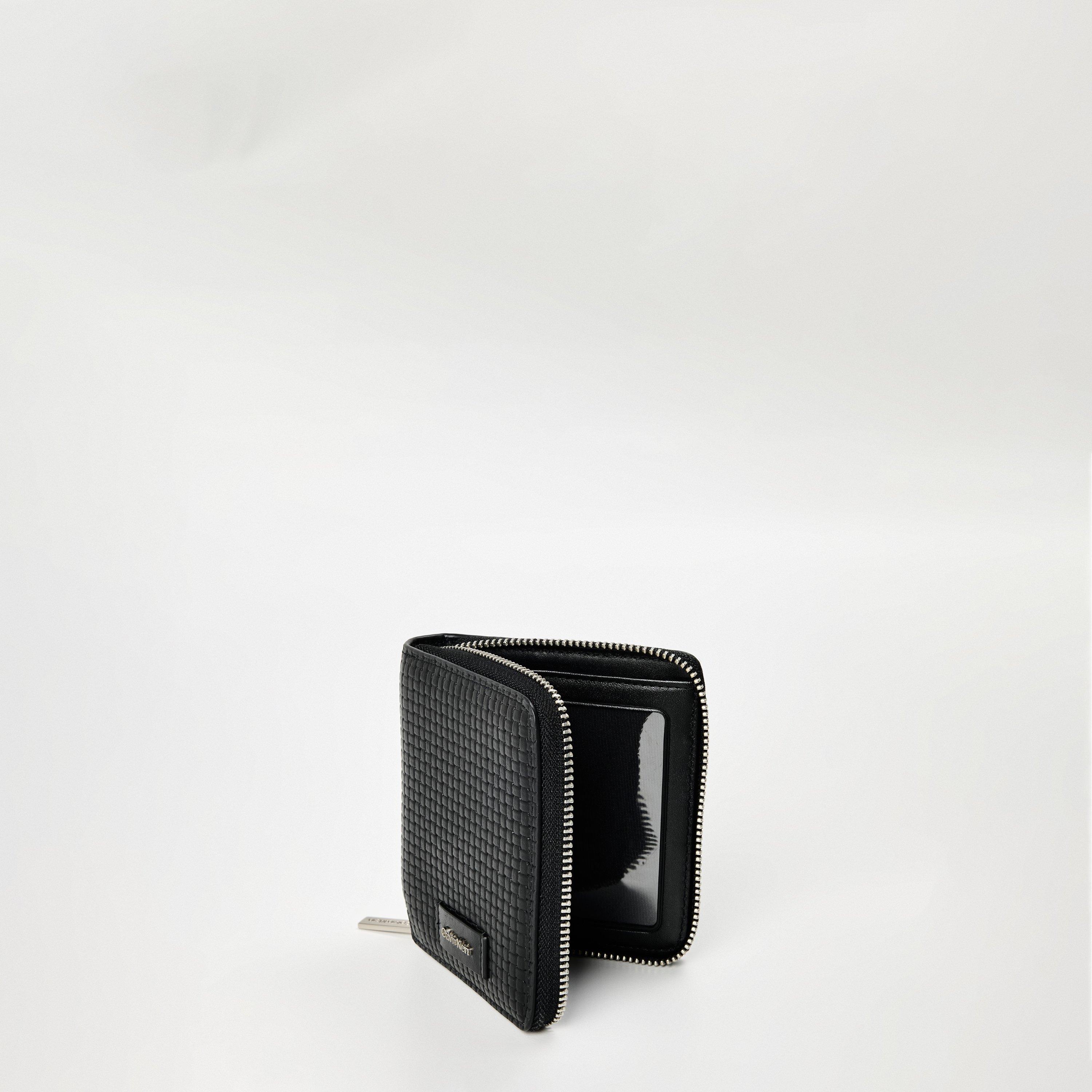 Black - Calvin Klein - Embossed Woven Bifold Wallet - 4
