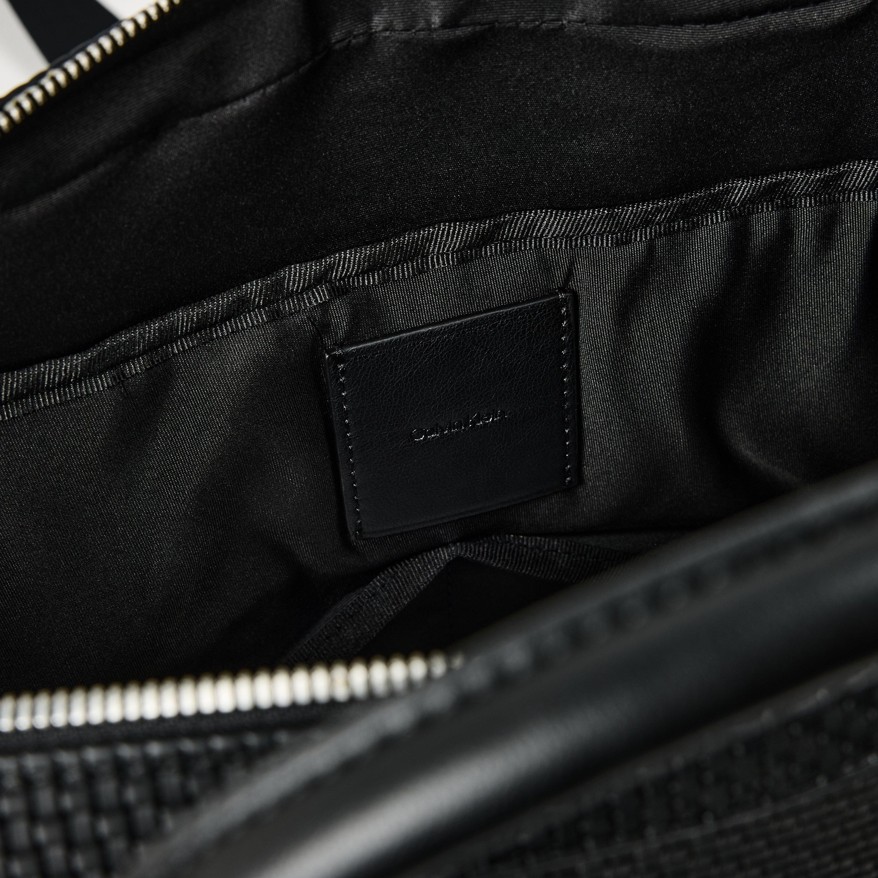 Black - Calvin Klein - Embossed Woven Commuter Bag - 4