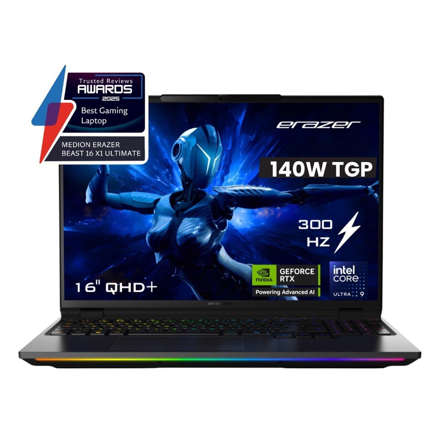 Black - Medion - Medion Erazer Beast 16 X1 Ultimate RTX 5070Ti 16 Inch Laptop - Intel Core Ultra 9 290HX 32GB 1TB SSD - 1