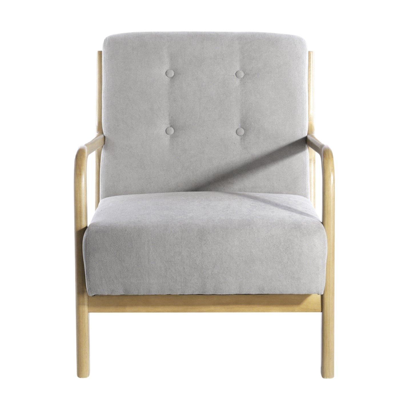 Light Grey - Kabinet UK - Grey Wooden Frame Upholstered Lounge Armchair - 3