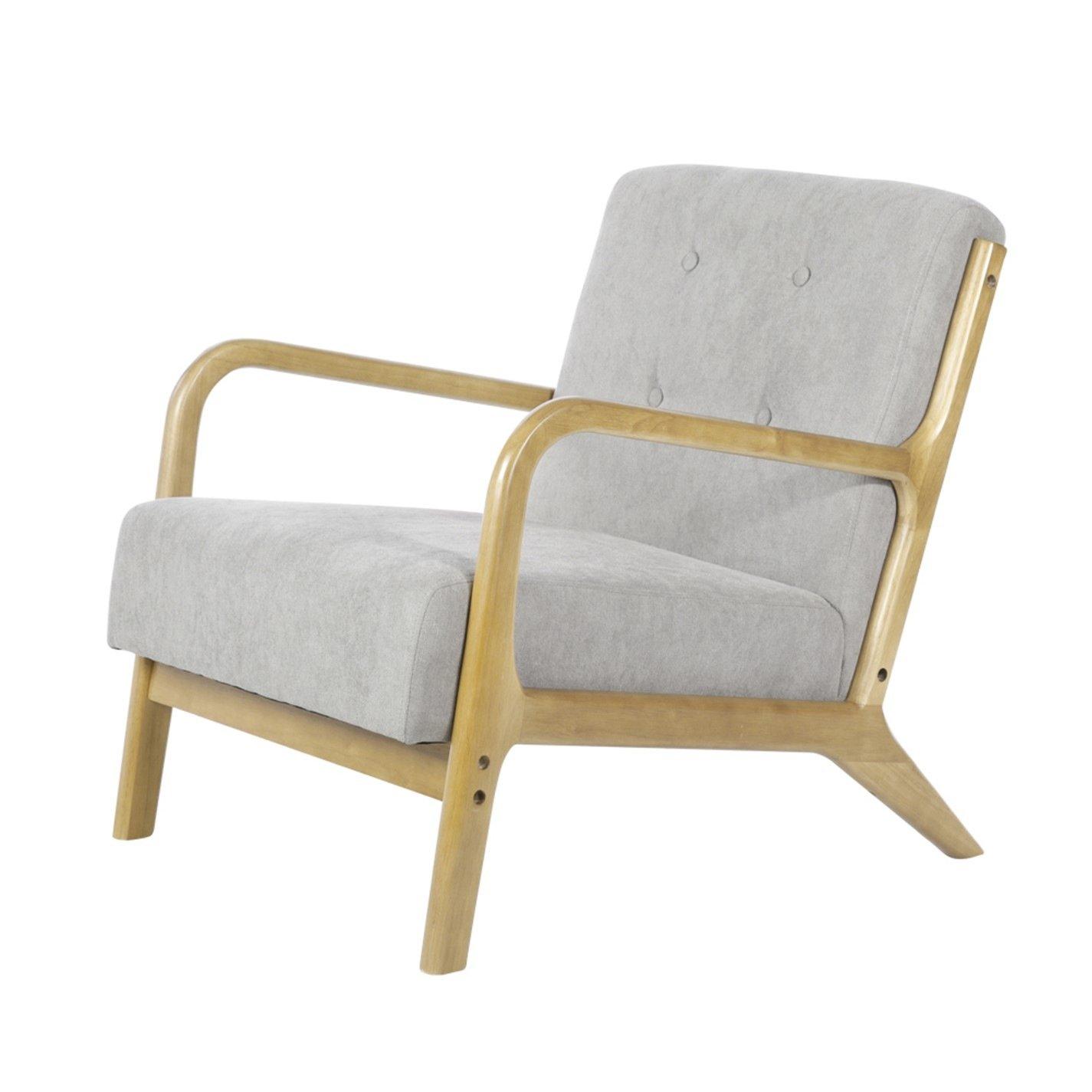 Light Grey - Kabinet UK - Grey Wooden Frame Upholstered Lounge Armchair - 4