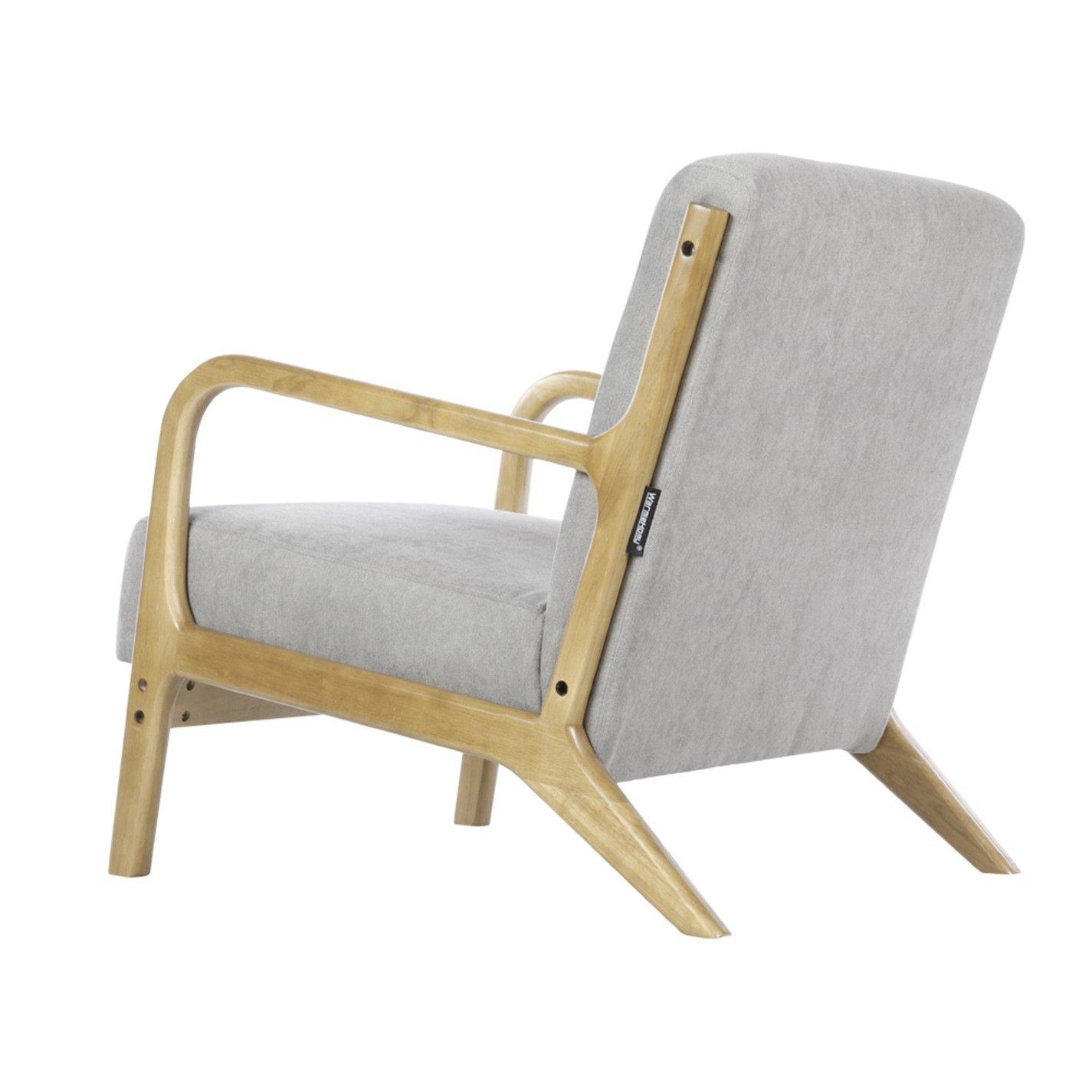 Light Grey - Kabinet UK - Grey Wooden Frame Upholstered Lounge Armchair - 5