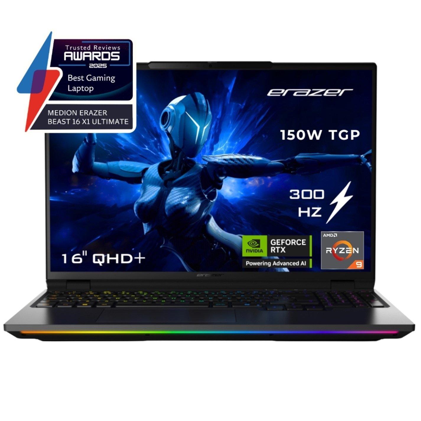 Black - Medion - Medion Erazer Beast 16 X1 Ultimate RTX 5080 16 Inch Laptop - Intel Core Ultra 9 290HX 32GB 1TB SSD - 1