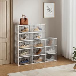 Cottonfy UK 12 Pack White Plastic Shoe Storage Boxes-Large