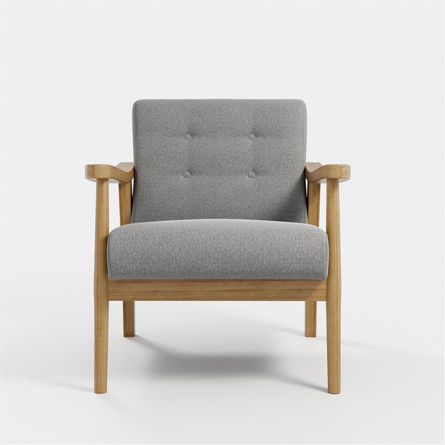 Grey - Kabinet UK - Grey Modern Wood Frame Upholstered Armchair - 3