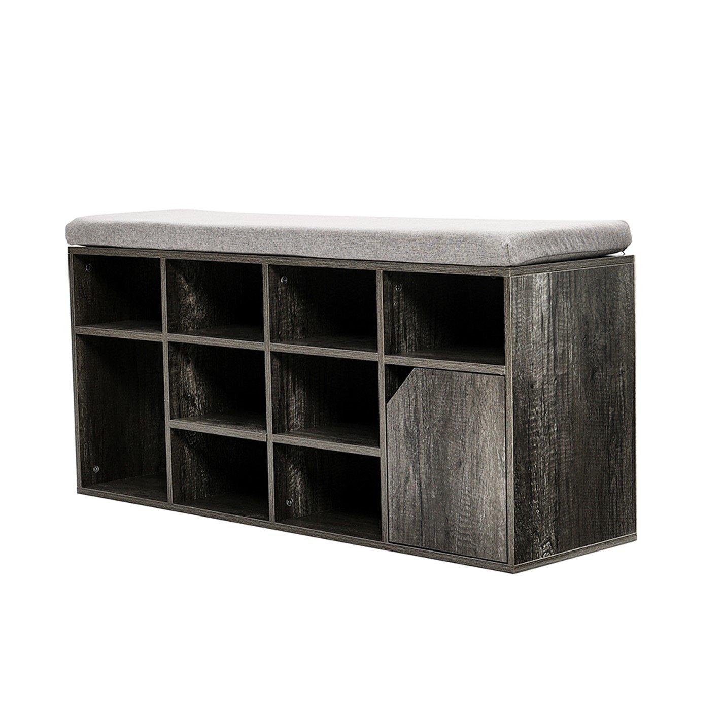 Grey - Kabinet UK - Grey Padded Shoe Storage Bench with Comfort Pad - 4