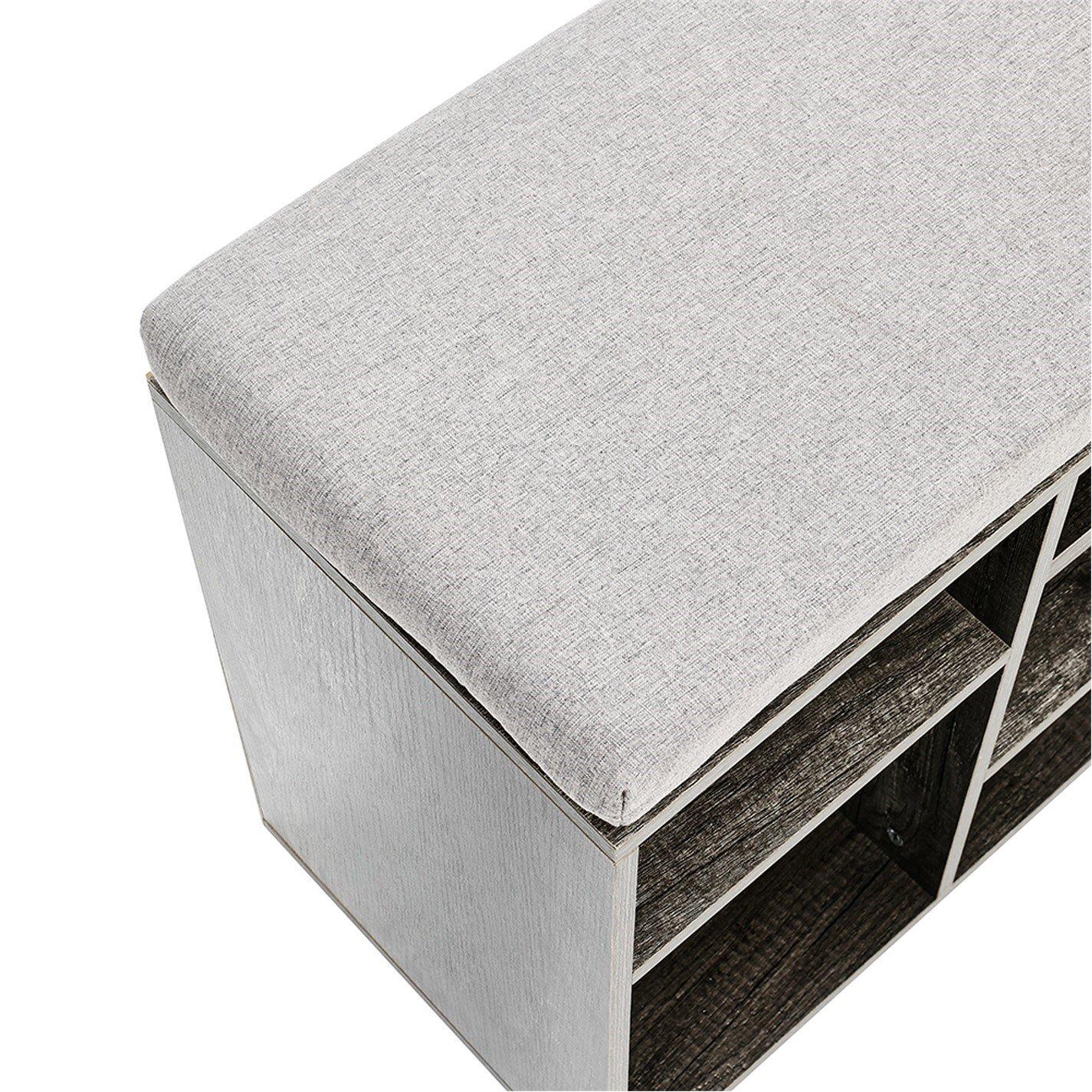 Grey - Kabinet UK - Grey Padded Shoe Storage Bench with Comfort Pad - 5