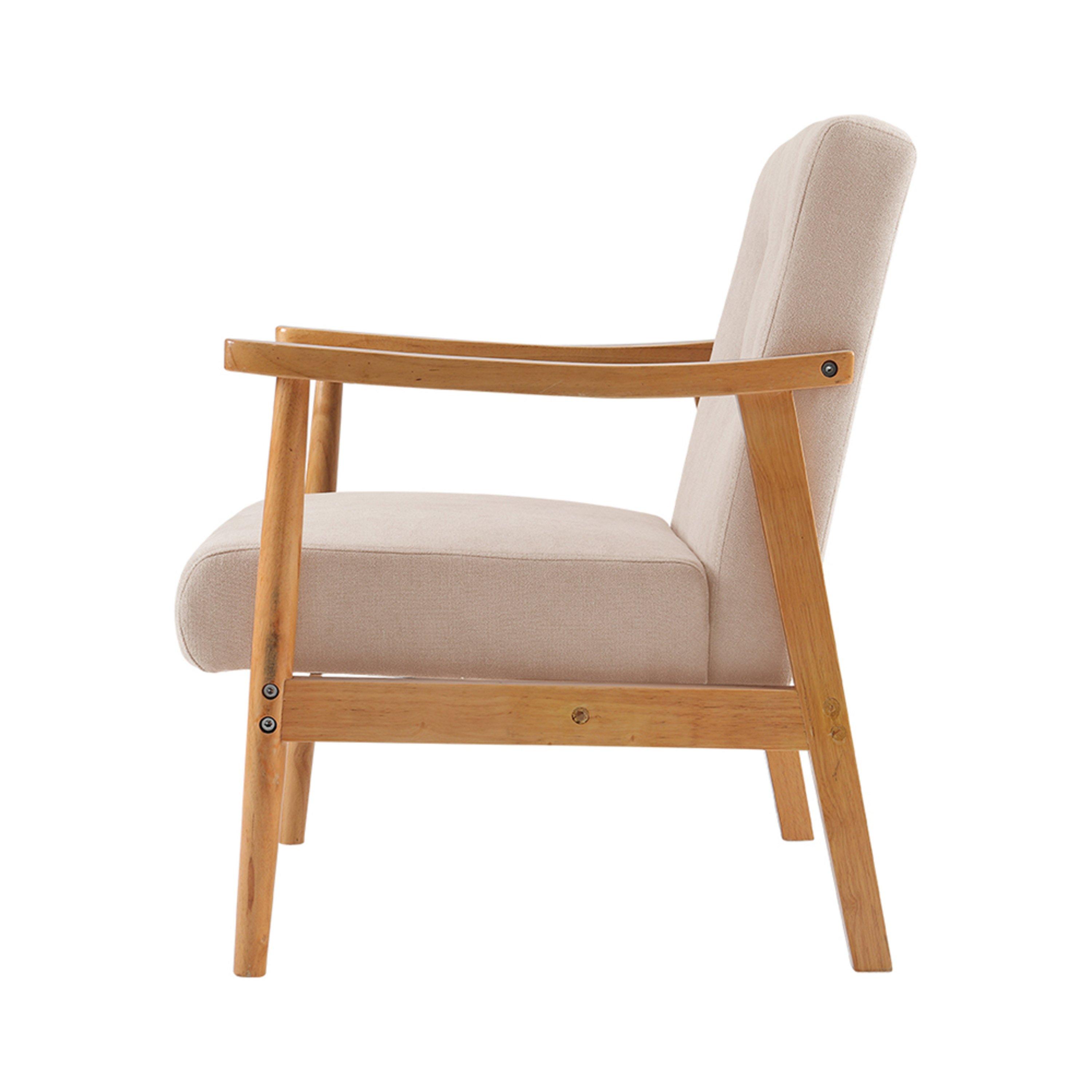Beige - Kabinet UK - Modern Wood Frame Upholstered Armchair Beige - 5