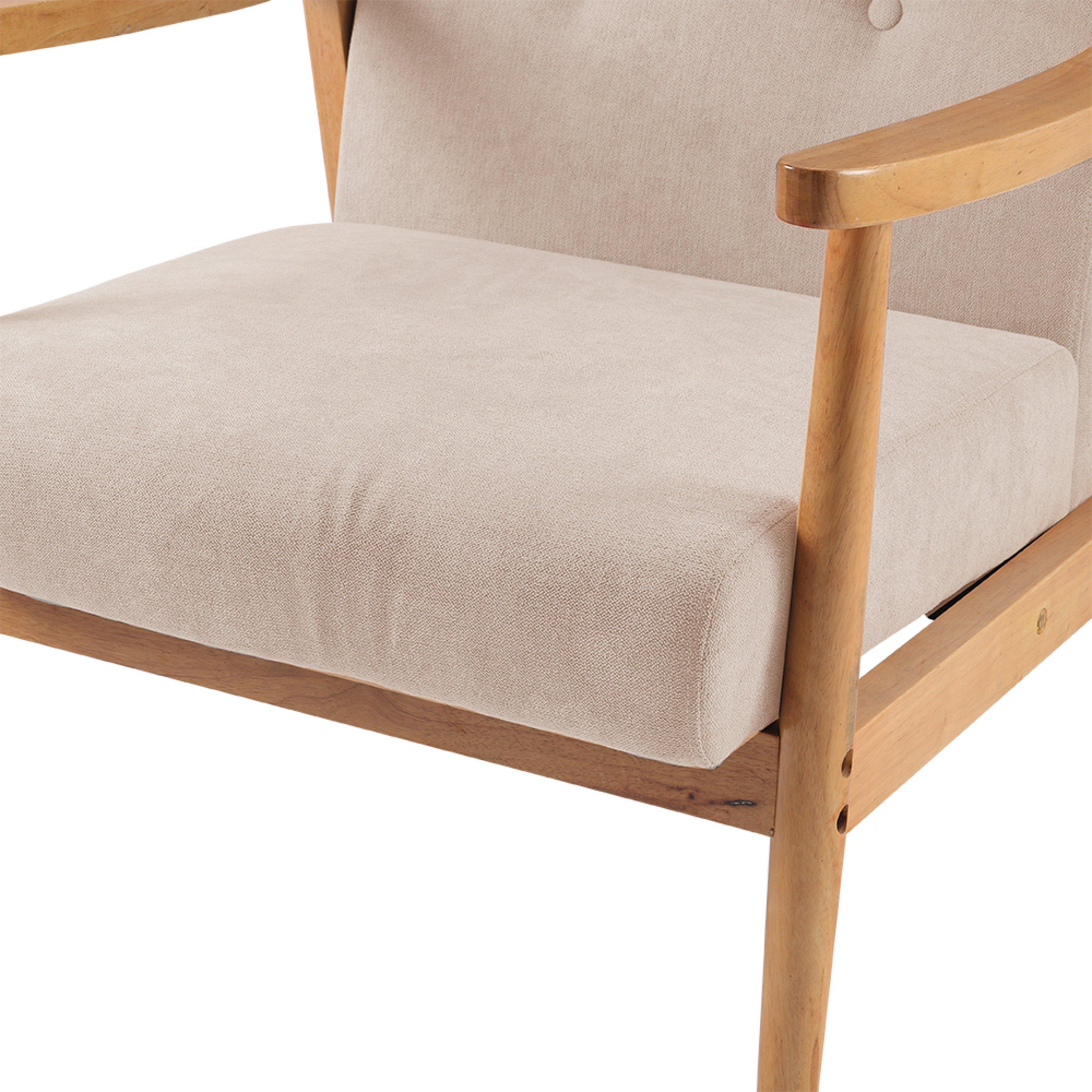 Beige - Kabinet UK - Modern Wood Frame Upholstered Armchair Beige - 8