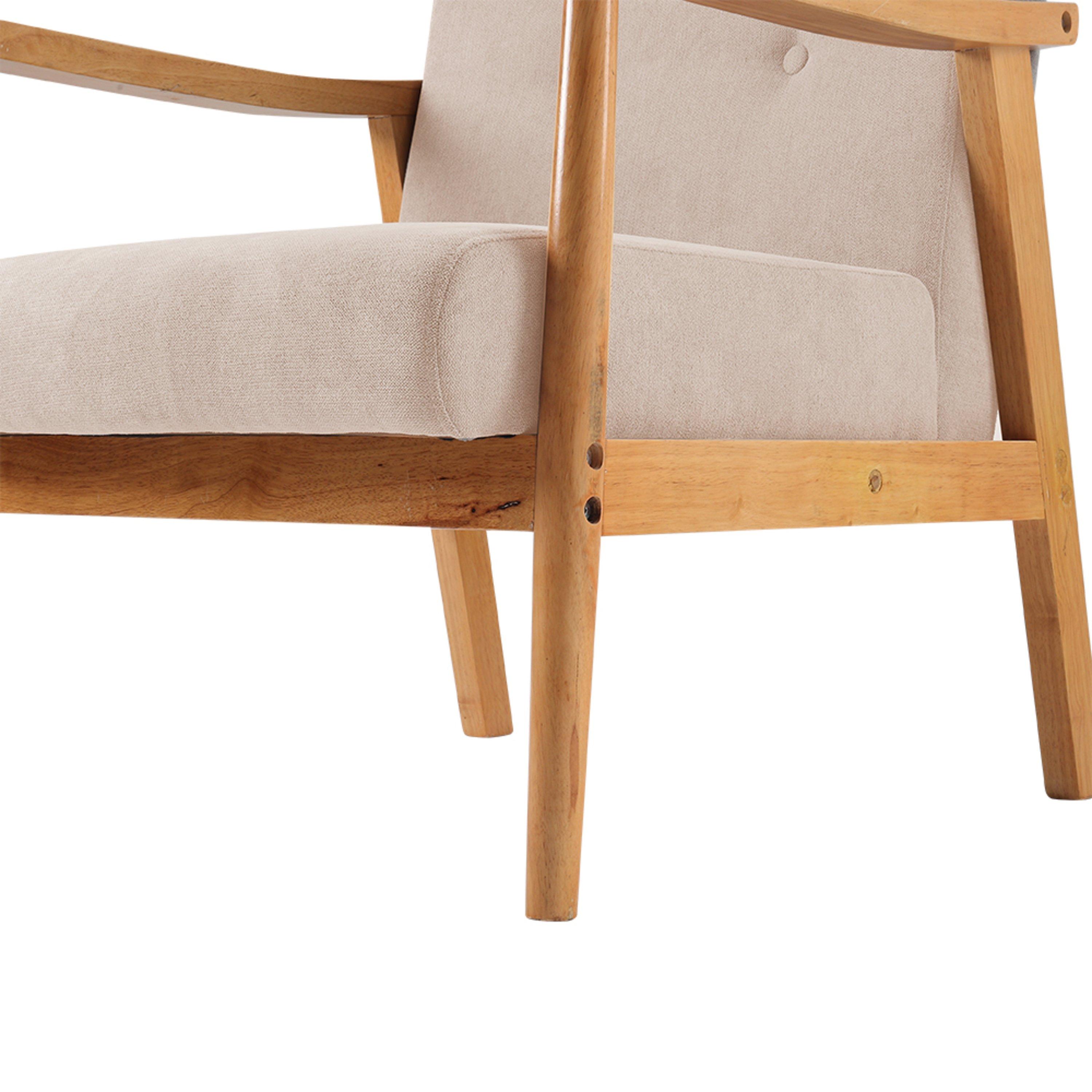 Beige - Kabinet UK - Modern Wood Frame Upholstered Armchair Beige - 9