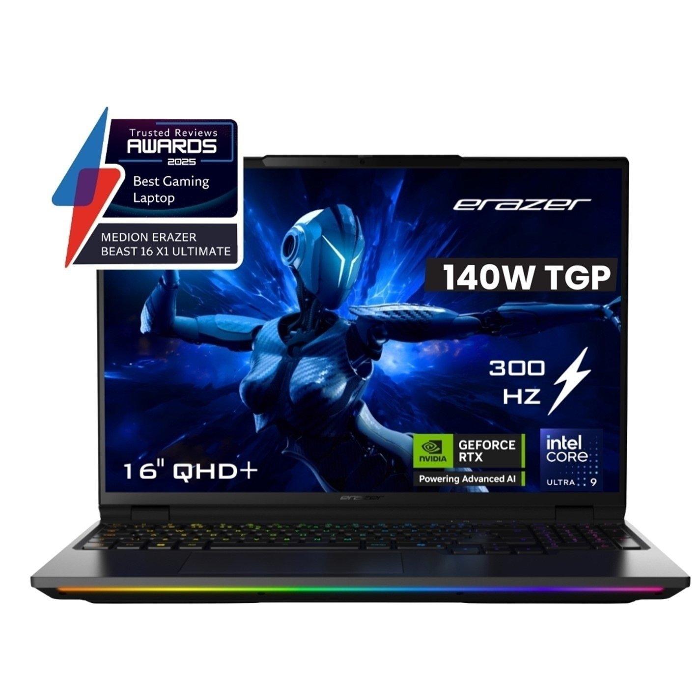 Black - Medion - Medion Erazer Beast 16 X1 Ultimate RTX 5090 16 Inch Laptop - Intel Core Ultra 9 290HX 64GB 2TB SSD - 1