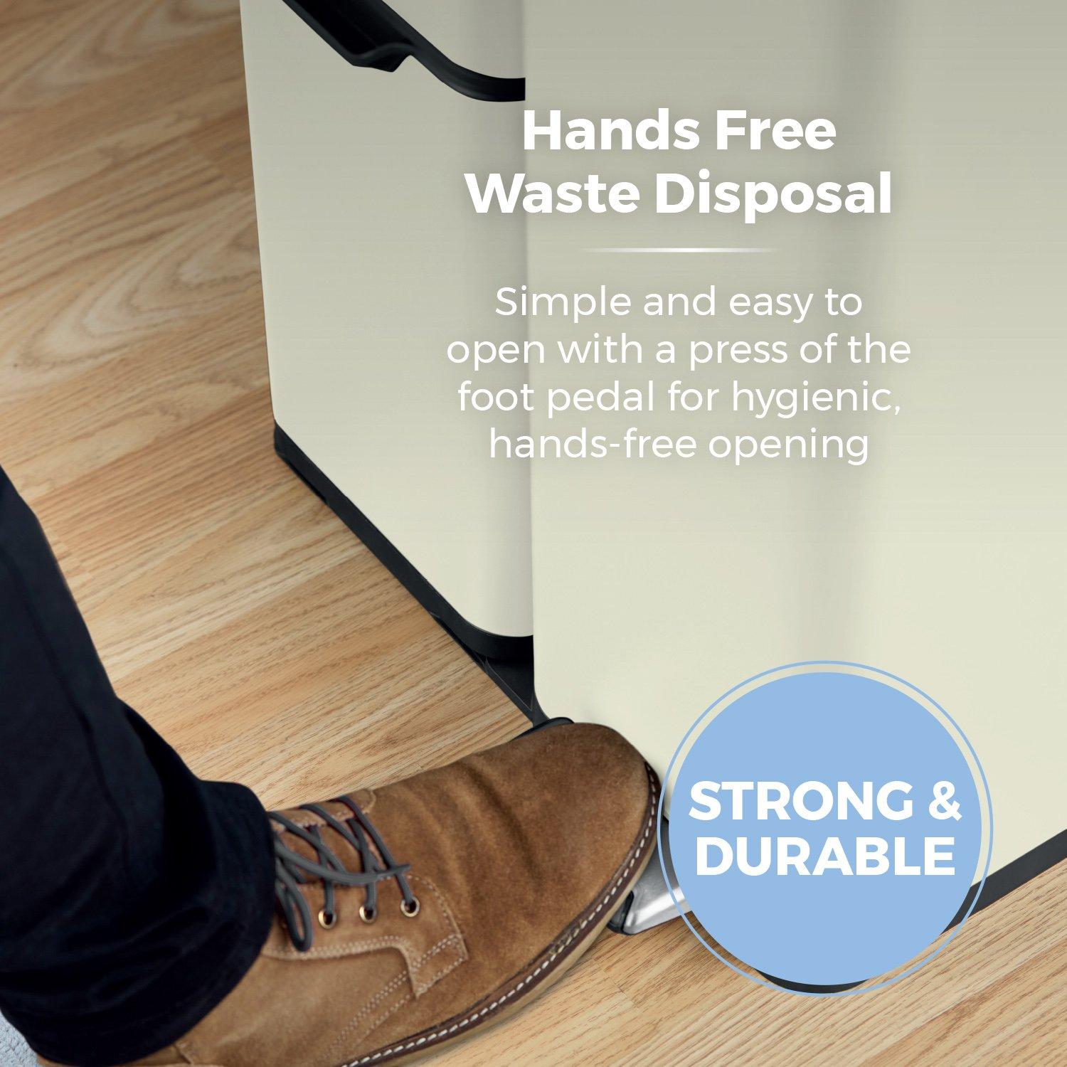 Cream - Tower - 60L Recycling Pedal Bin - 4