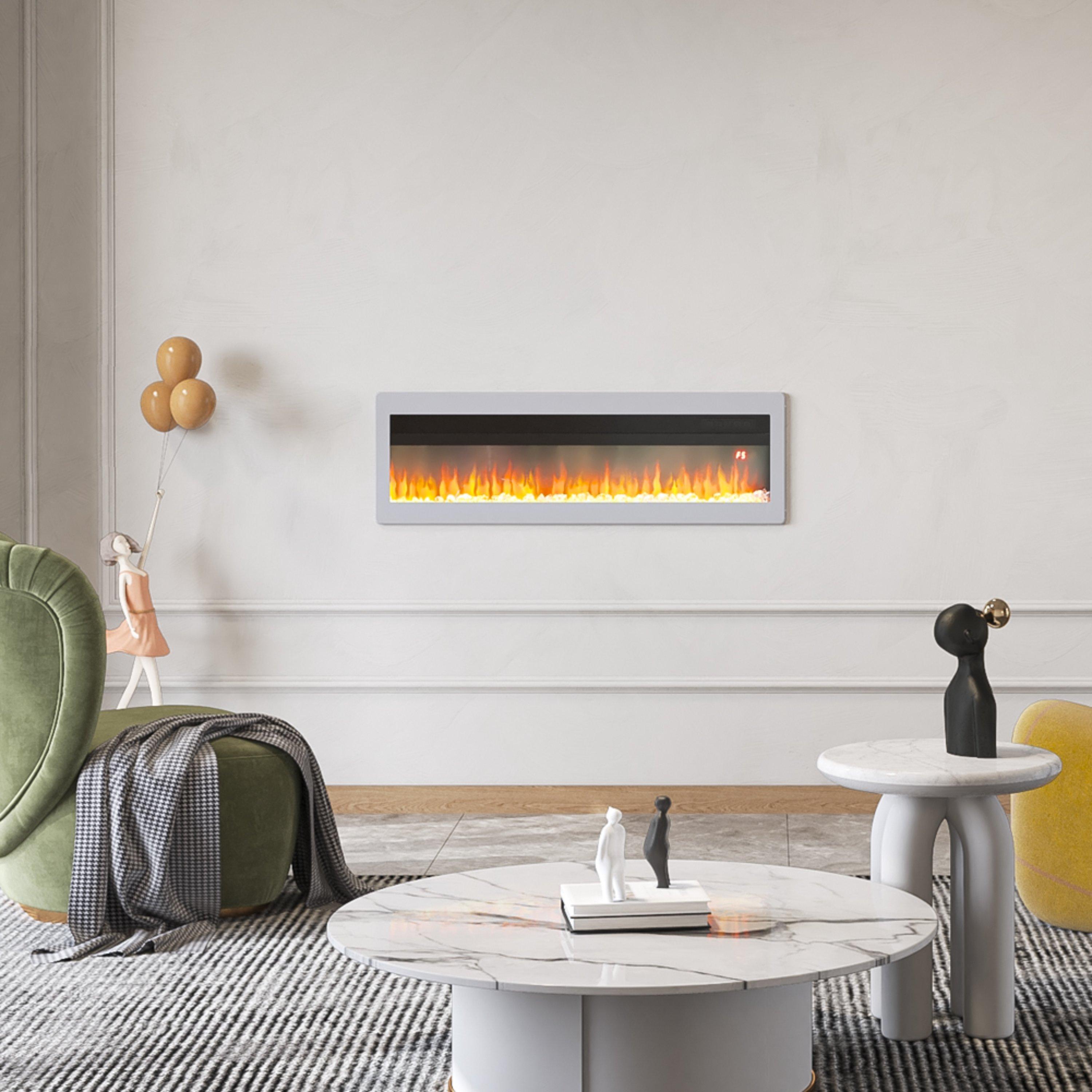 White - Kabinet UK - 40/50/60 Inch Electric Recessed Fireplace 1500W - 2