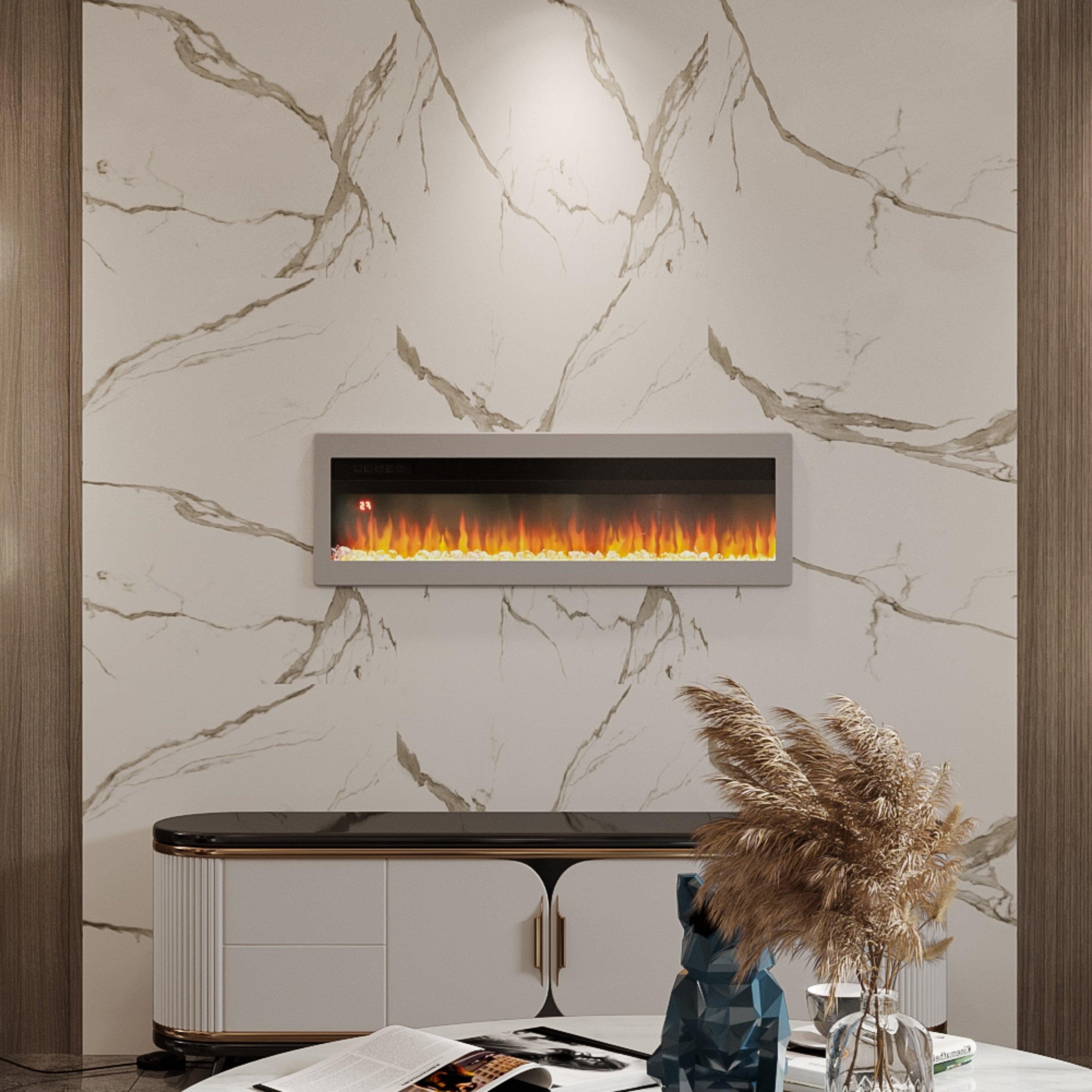 White - Kabinet UK - 40/50/60 Inch Electric Recessed Fireplace 1500W - 3