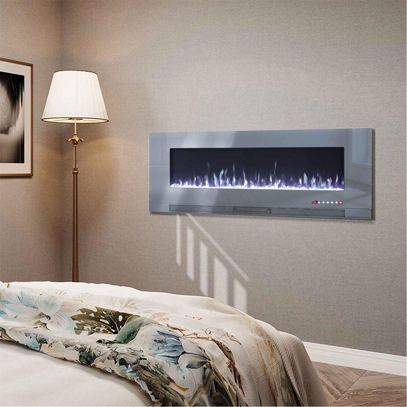 Grey - Kabinet UK - 50/60/72 Inch Electric Recessed Fireplace 1800W - 3