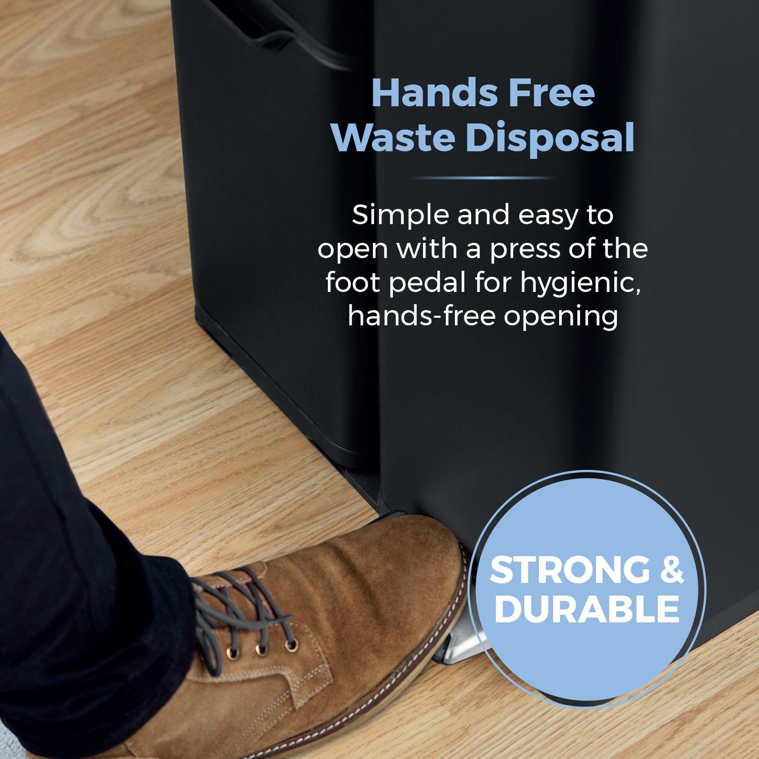 Black - Tower - 60L Recycling Pedal Bin - 4