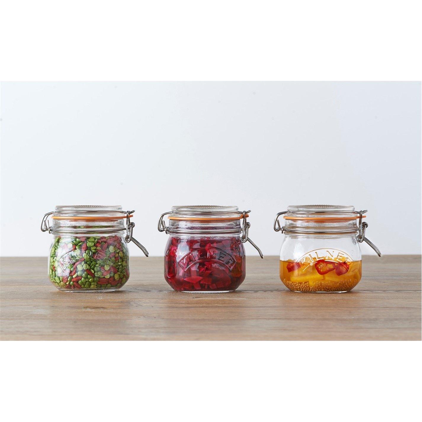 Clear - Kilner - 500ml Clip Top Round Jars x6 - 3