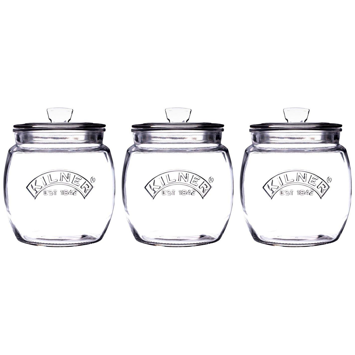 Clear - Kilner - 0.85l Universal Push Top Jars x3 - 1