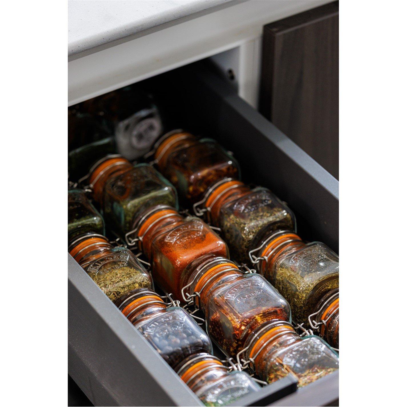 Clear - Kilner - 70ml Square Clip Top Spice Jars x6 - 2