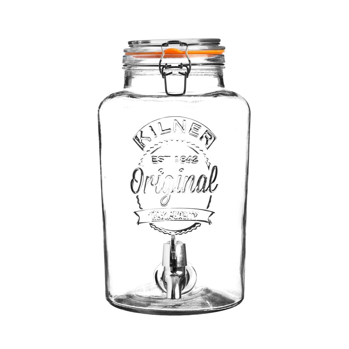 Clear - Kilner - 5l Clip Top Round Drinks Dispenser - 1