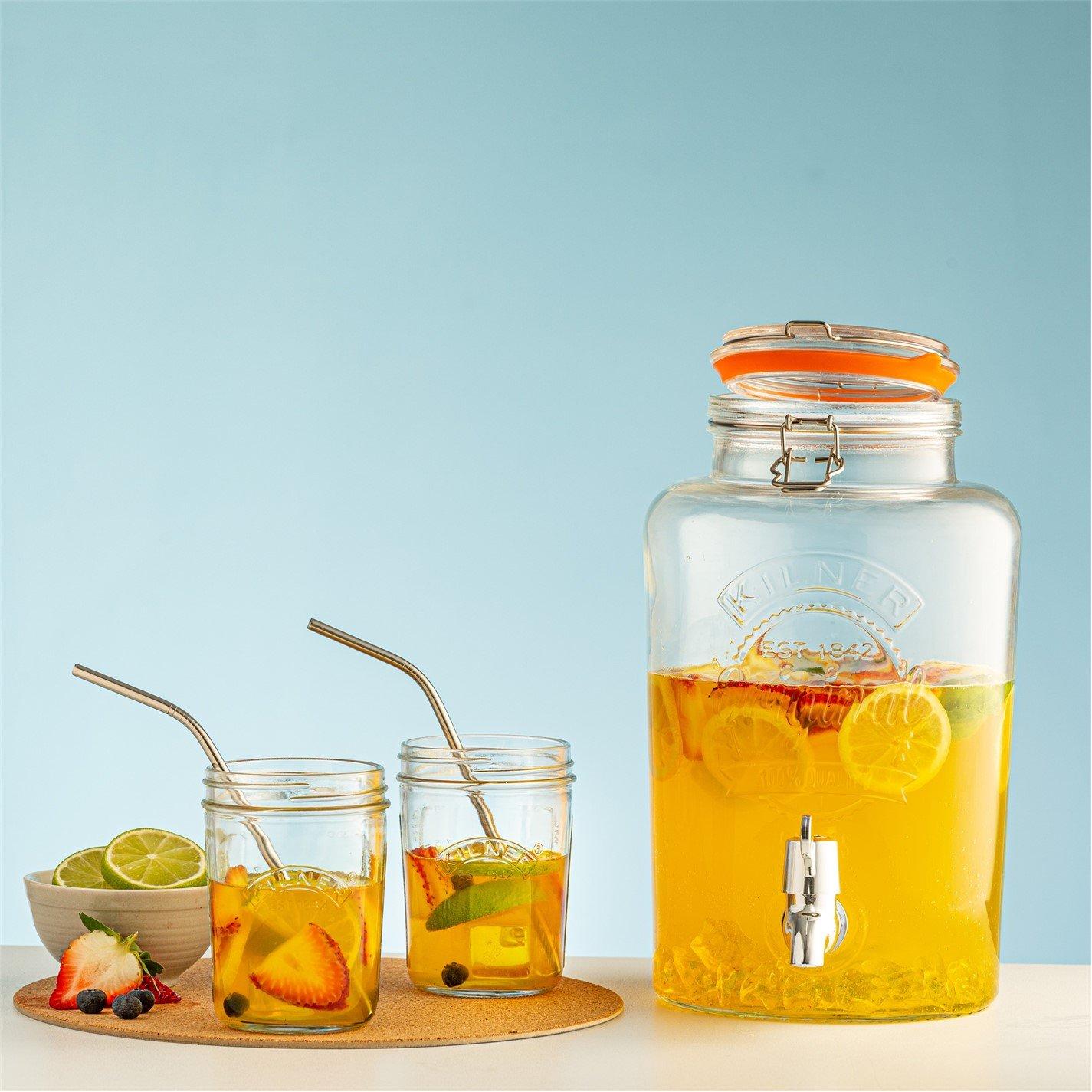 Clear - Kilner - 5l Clip Top Round Drinks Dispenser - 3