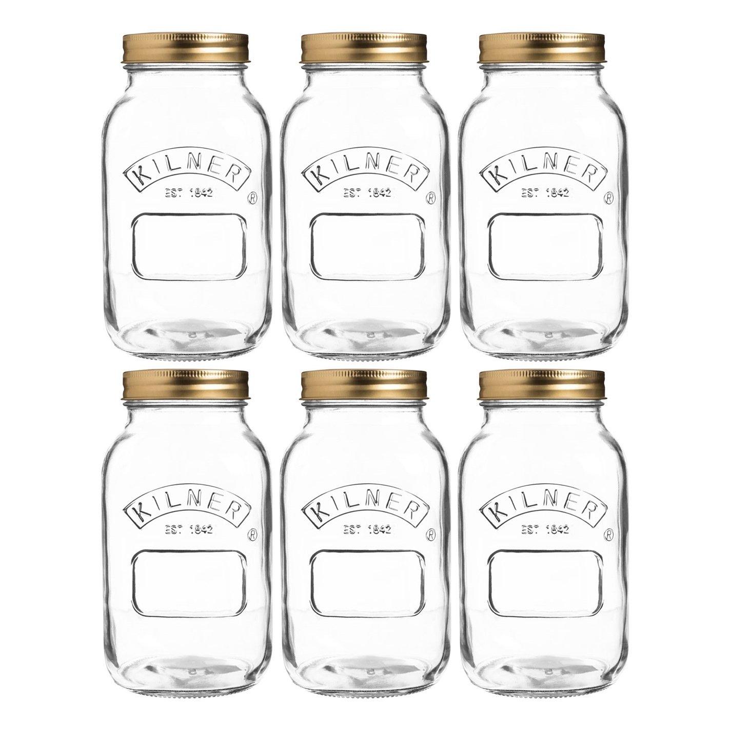 Clear - Kilner - 1 Litre Preserve Jars x6 - 1