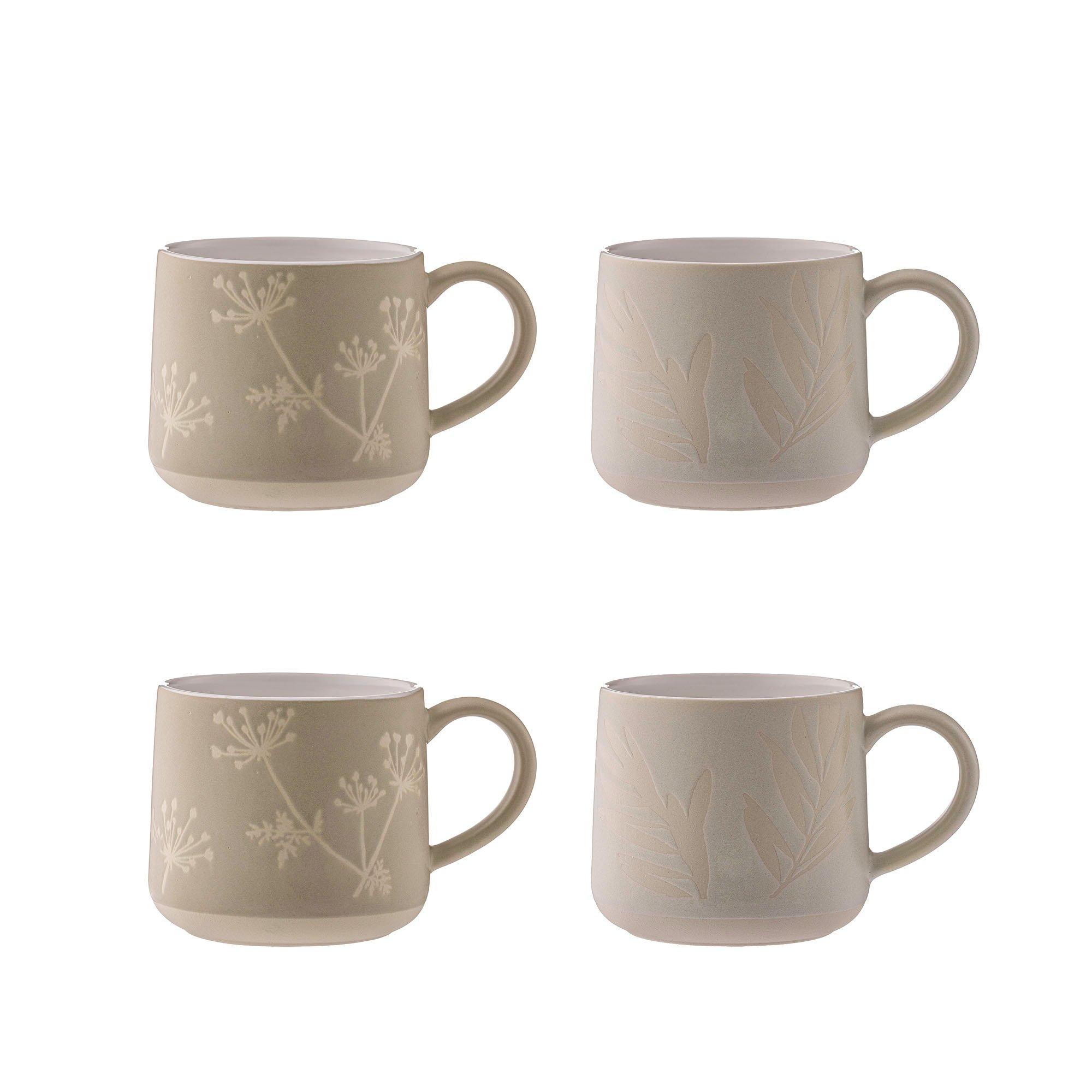 Multi - Mason Cash - Set of 4 Botanical Mugs Grey and Stone - 4