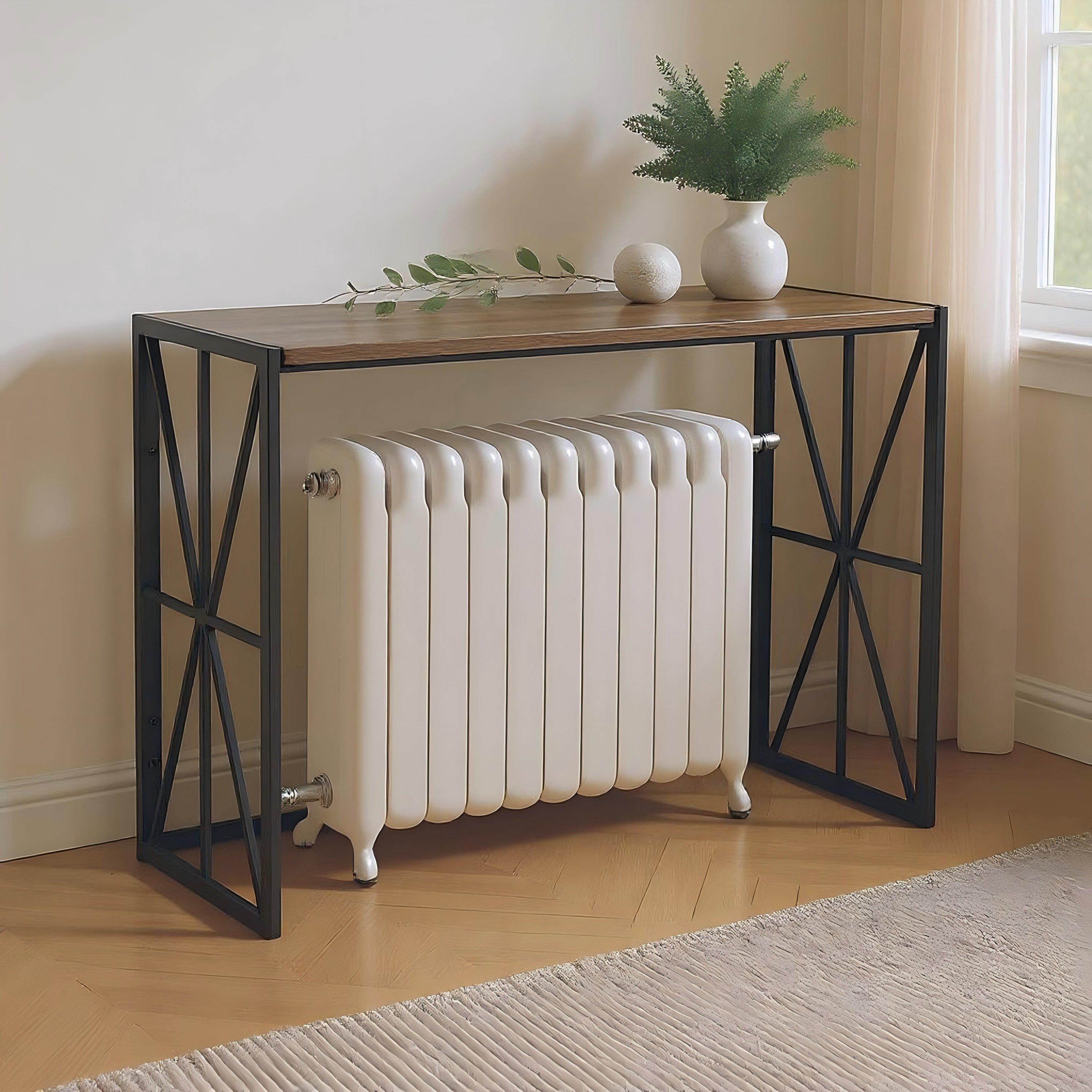 Dark Brown - FurnitureR - Console Table – Industrial Desk with Rustic Wood Top - 2