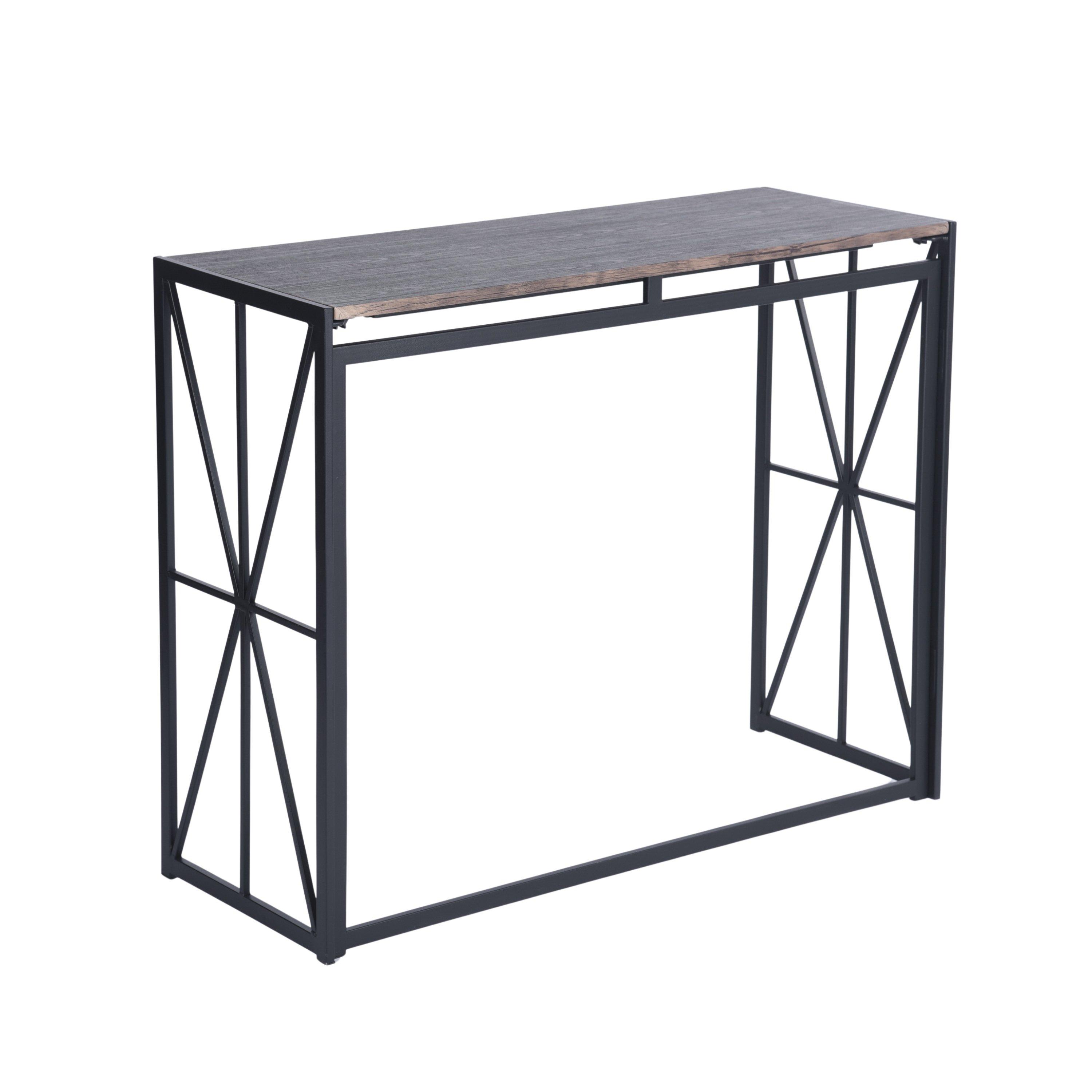 Dark Brown - FurnitureR - Console Table – Industrial Desk with Rustic Wood Top - 7