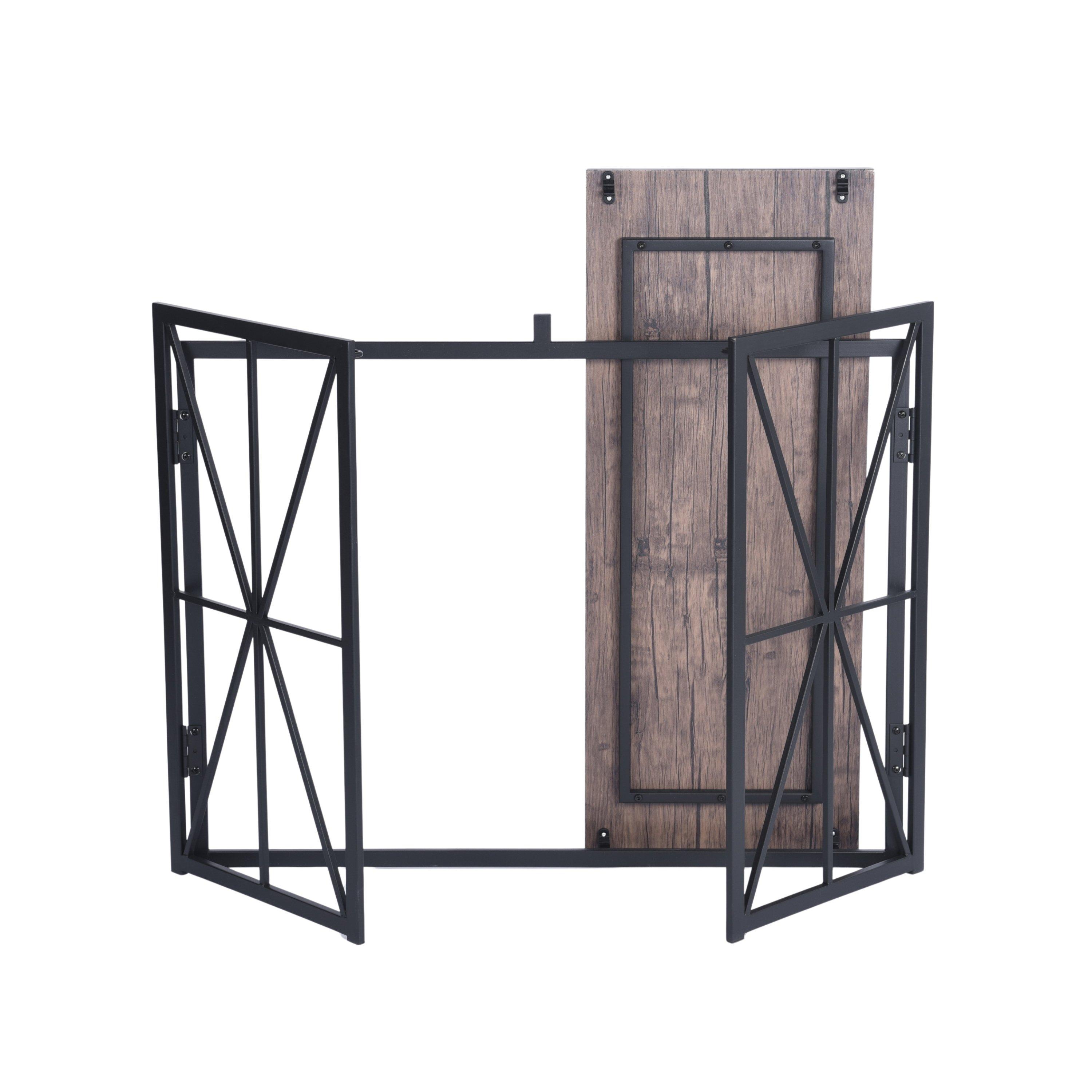 Dark Brown - FurnitureR - Console Table – Industrial Desk with Rustic Wood Top - 8