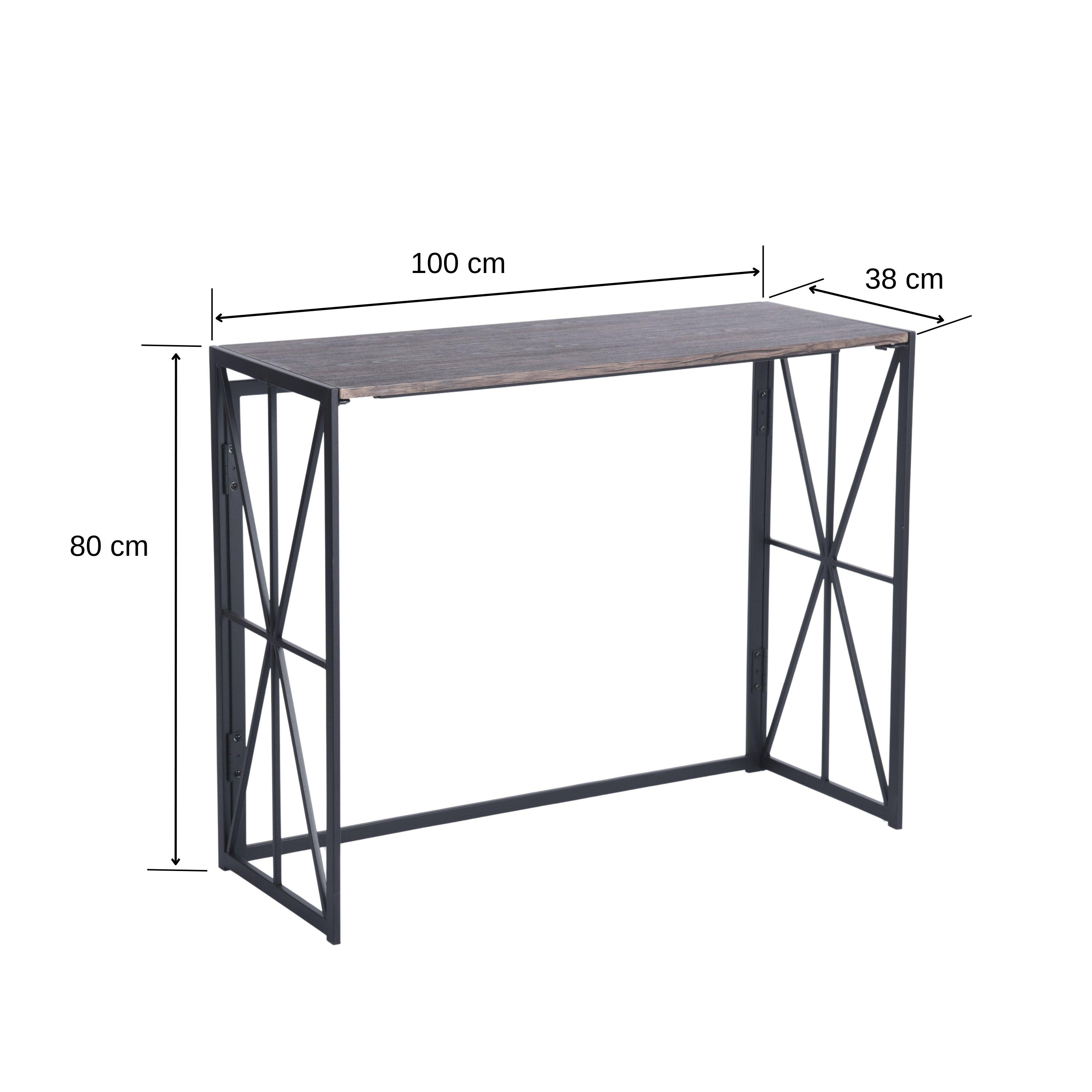Dark Brown - FurnitureR - Console Table – Industrial Desk with Rustic Wood Top - 9