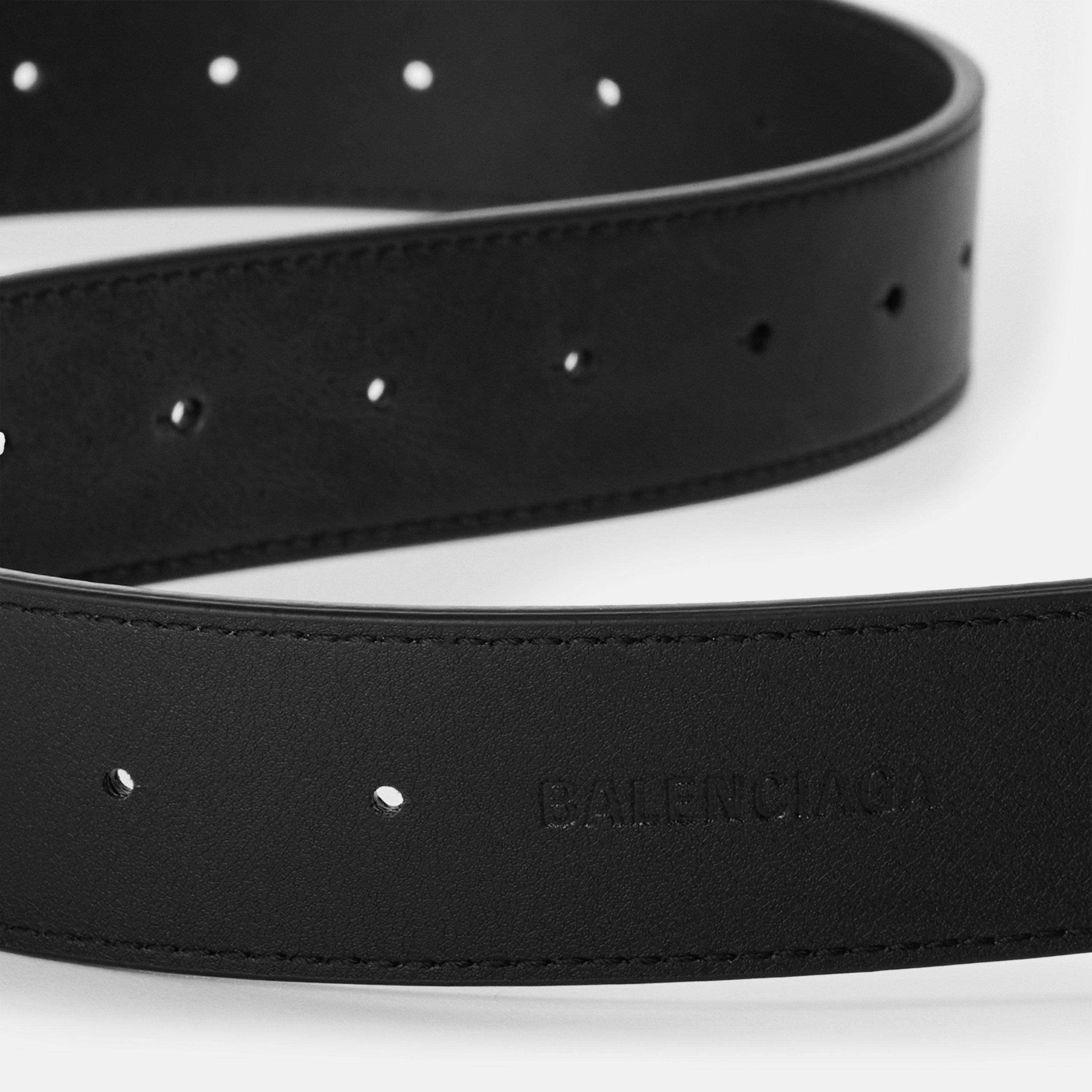 Black - Balenciaga - Men's Bal Carloop Leather Belt - 4