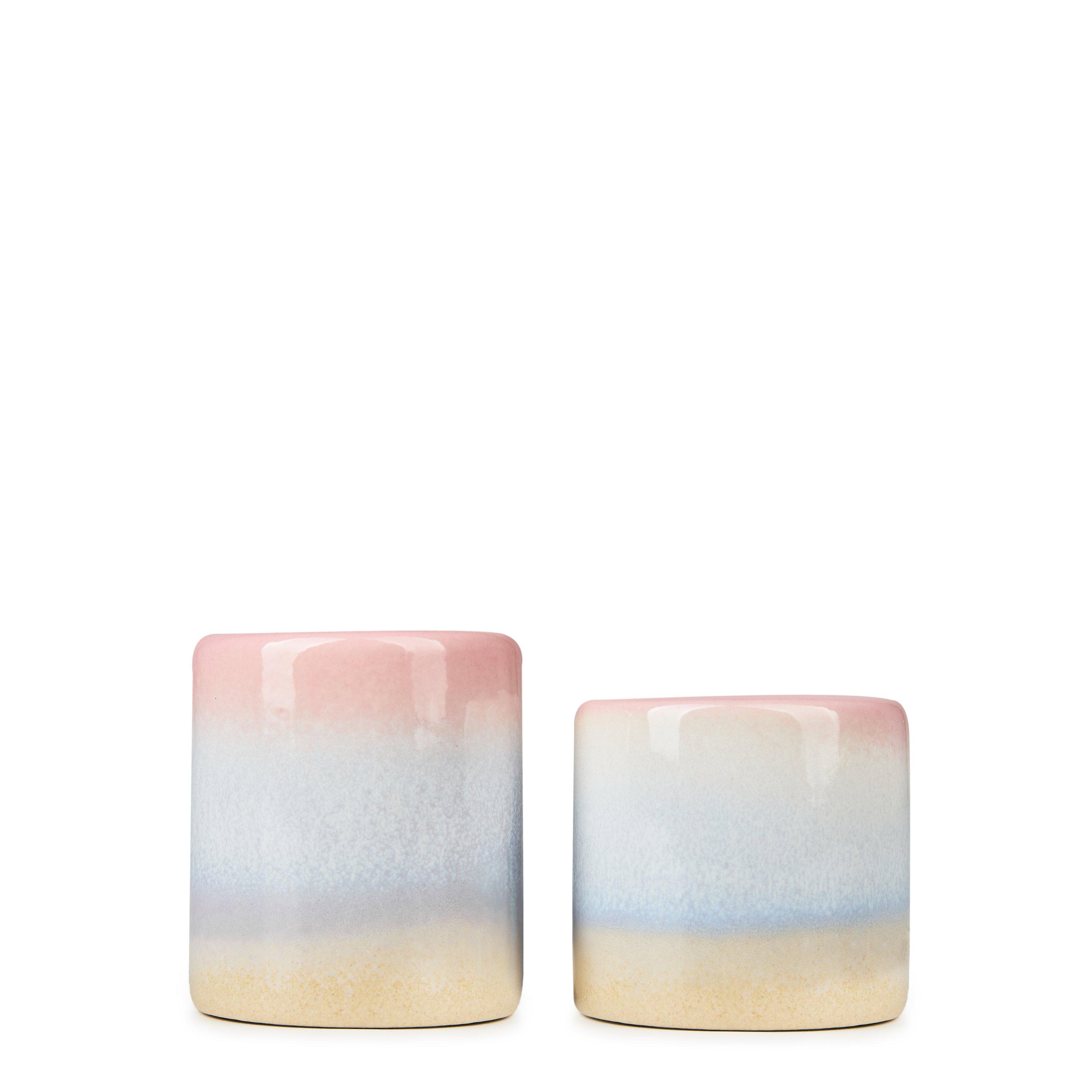 Bloomingville Safie Candle Holder, Rose, Stoneware, set of 2