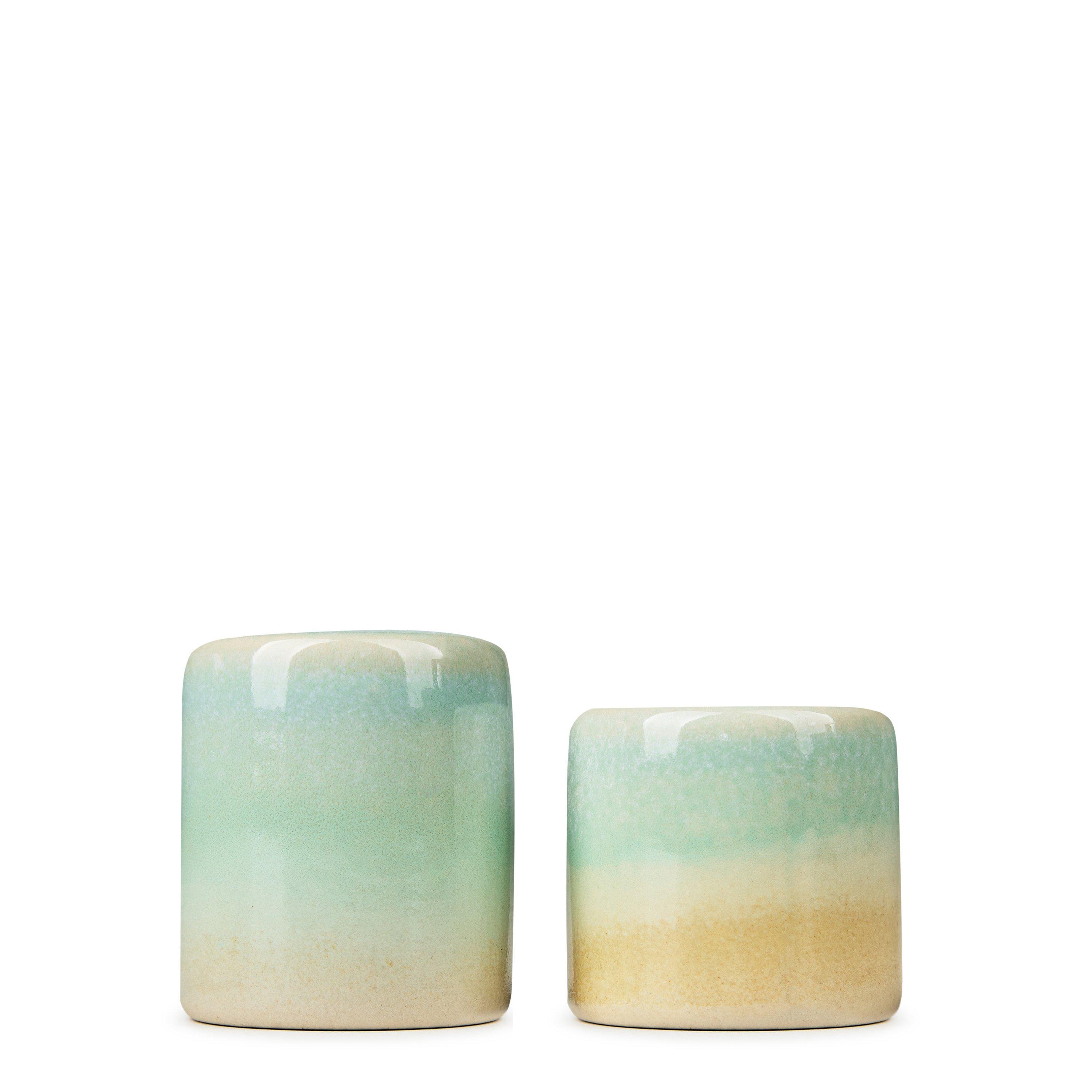 Green - Bloomingville - Safie Candle Holder, Rose, Stoneware, set of 2 - 1