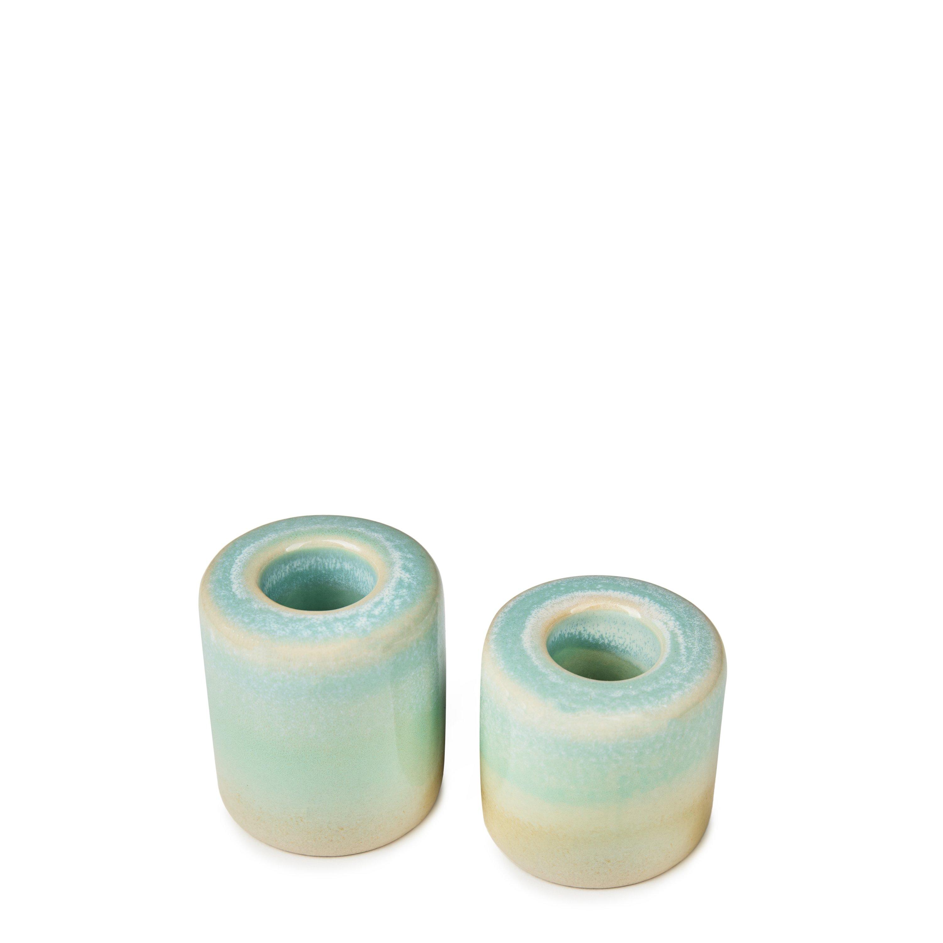 Green - Bloomingville - Safie Candle Holder, Rose, Stoneware, set of 2 - 2