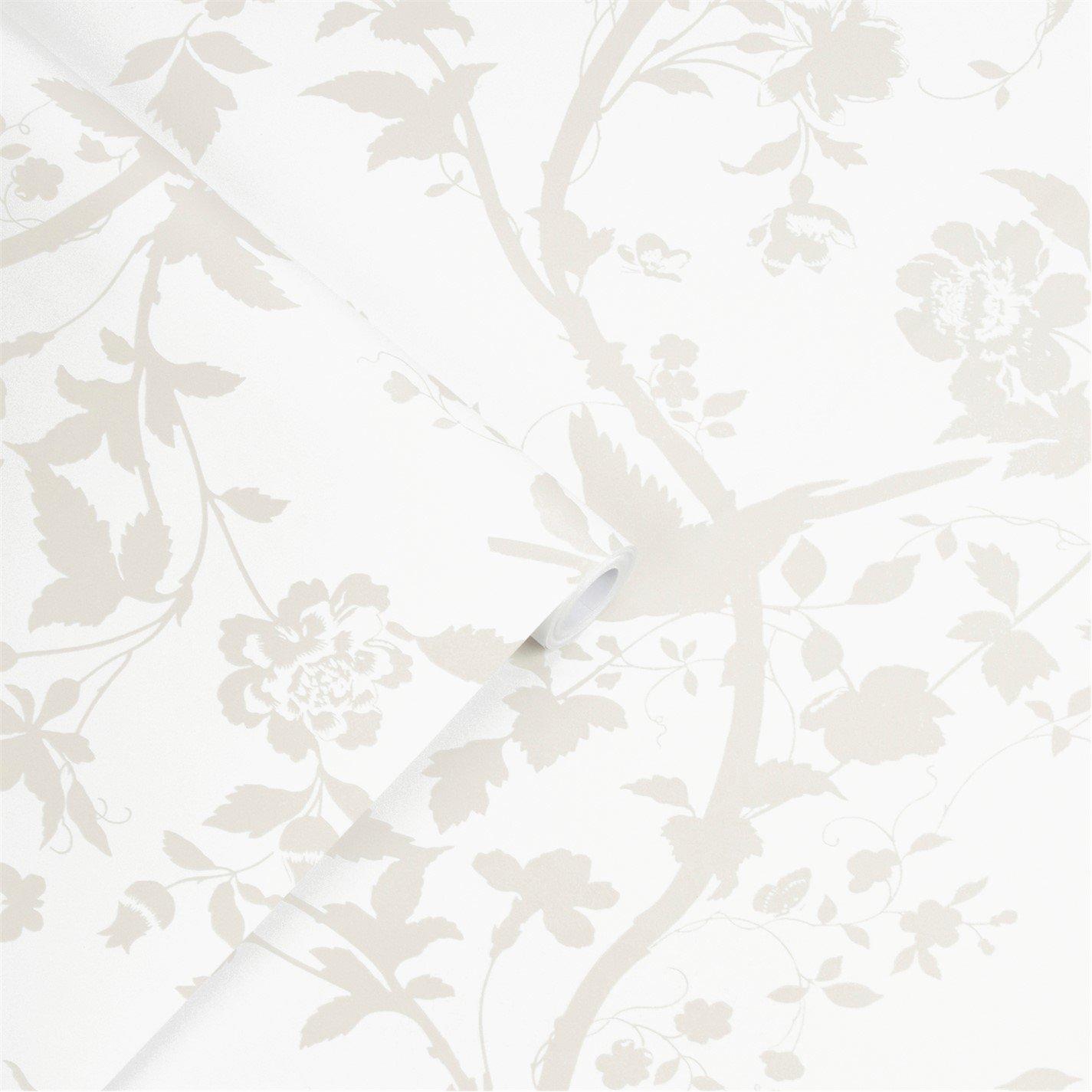 White - Laura Ashley - Oriental Garden Pearlescent Wallpaper - 2