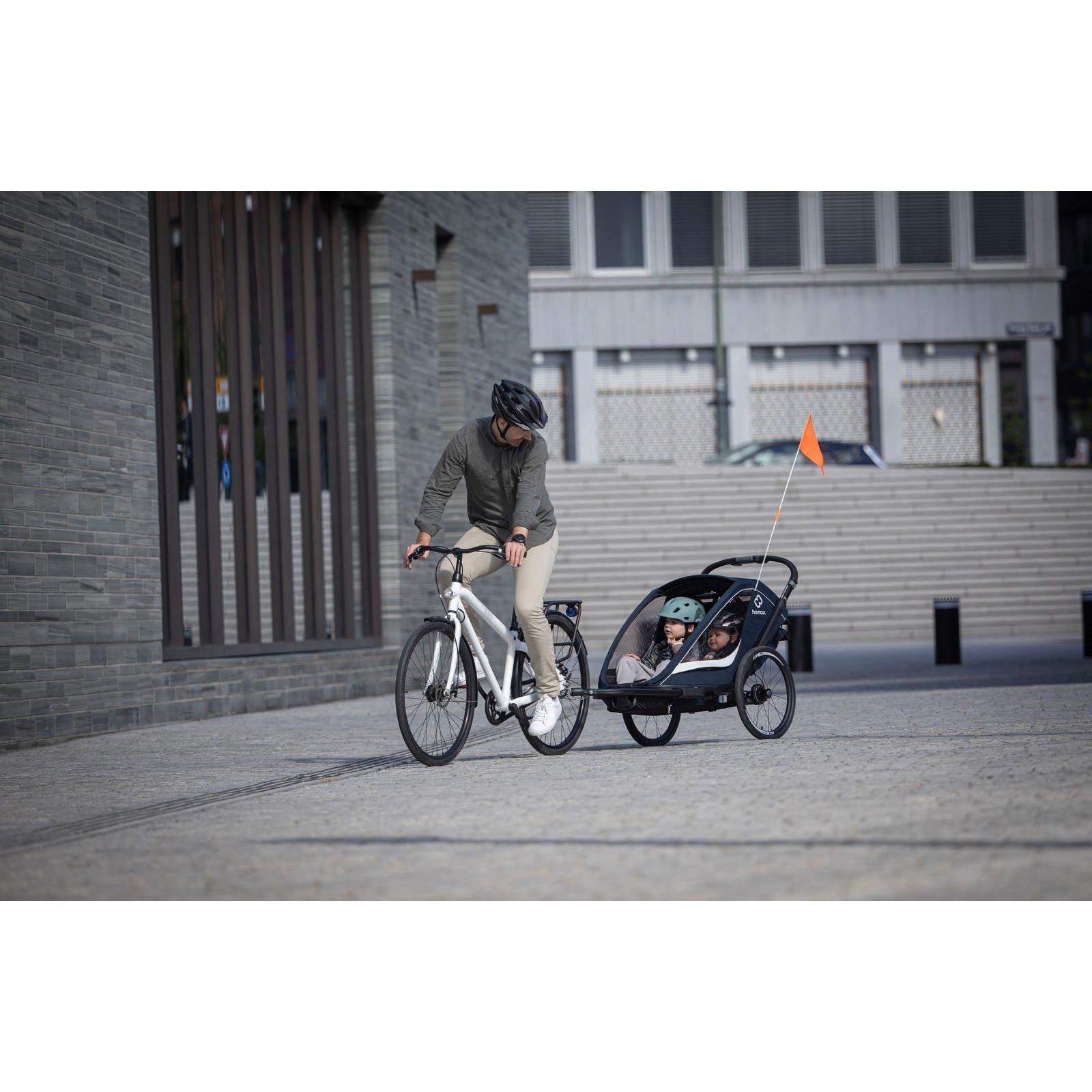 Navy/Cream - Hamax - Breeze Twin Child Bike Trailer - 10